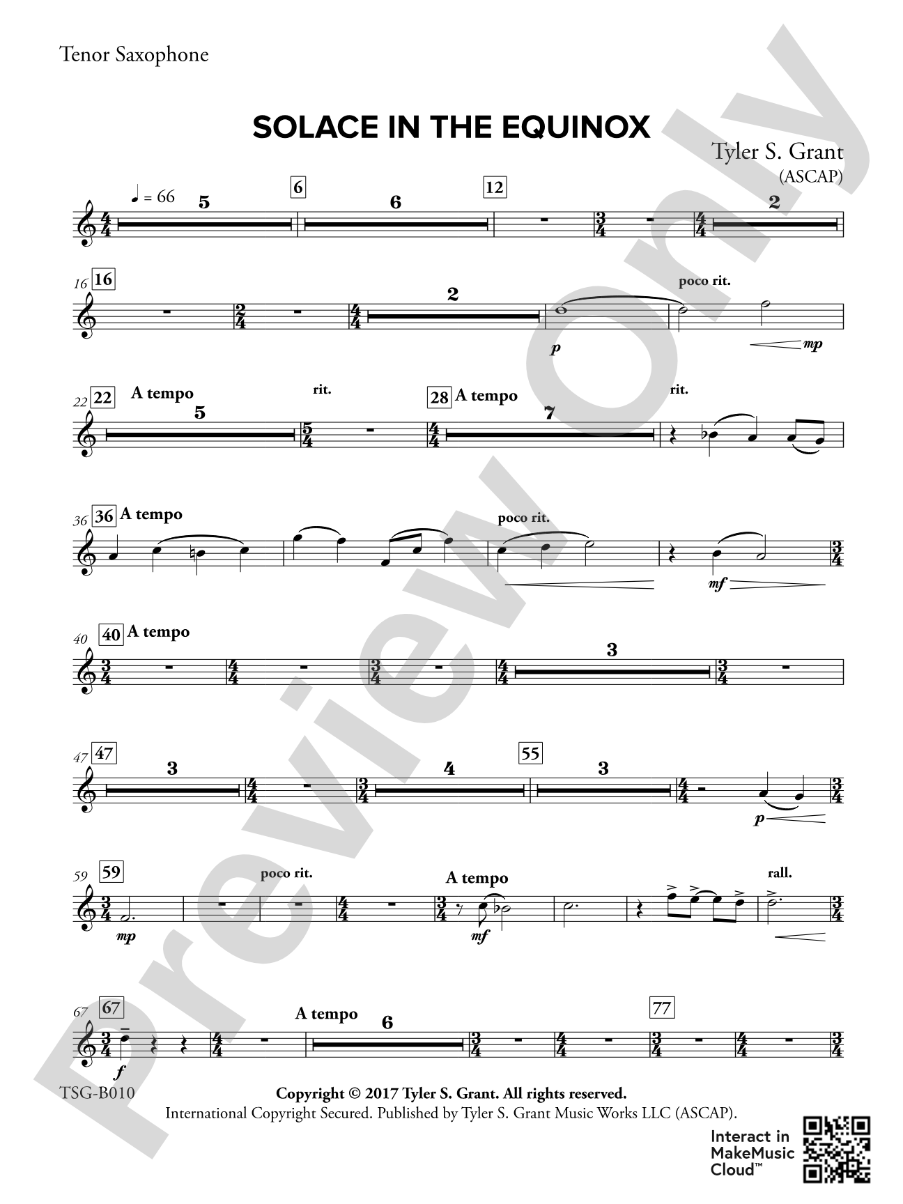 Solace in the Equinox: B-flat Tenor Saxophone