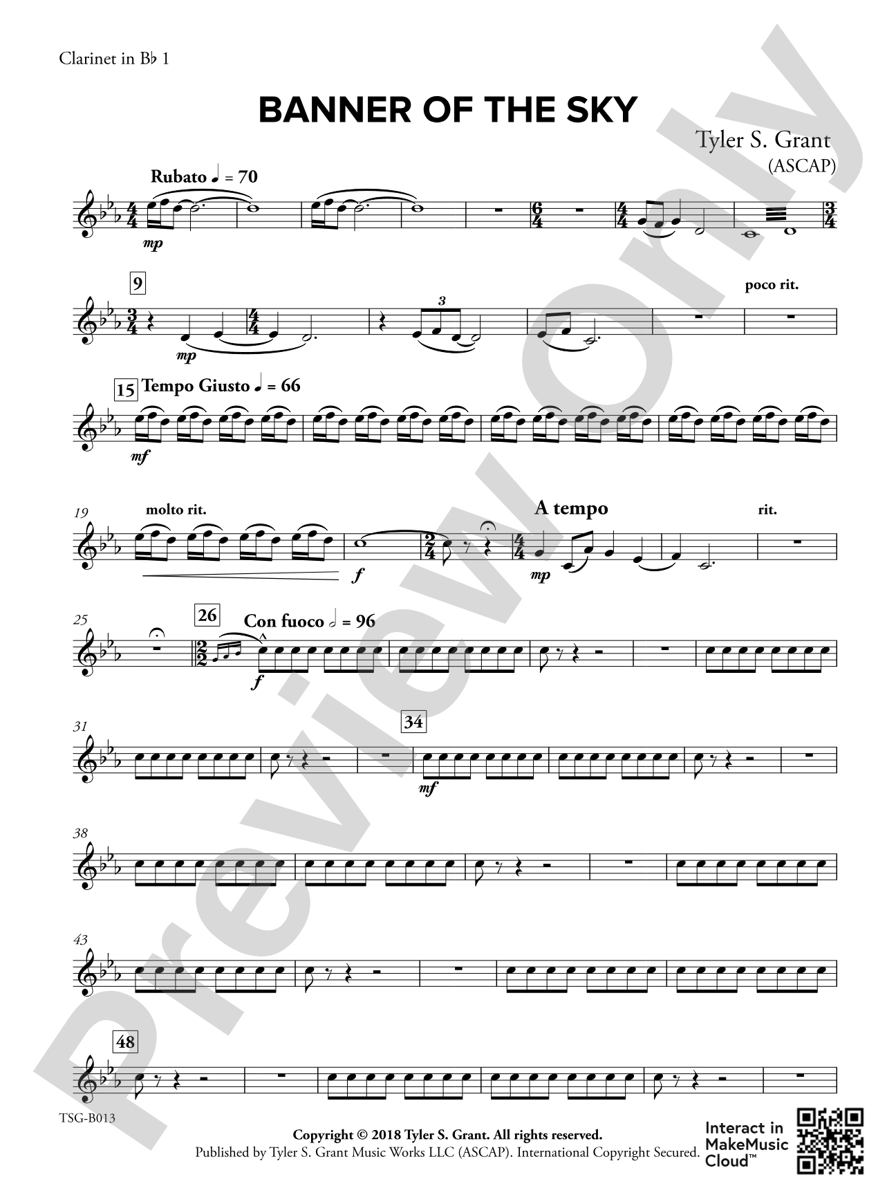Banner of the Sky: 1st B-flat Clarinet