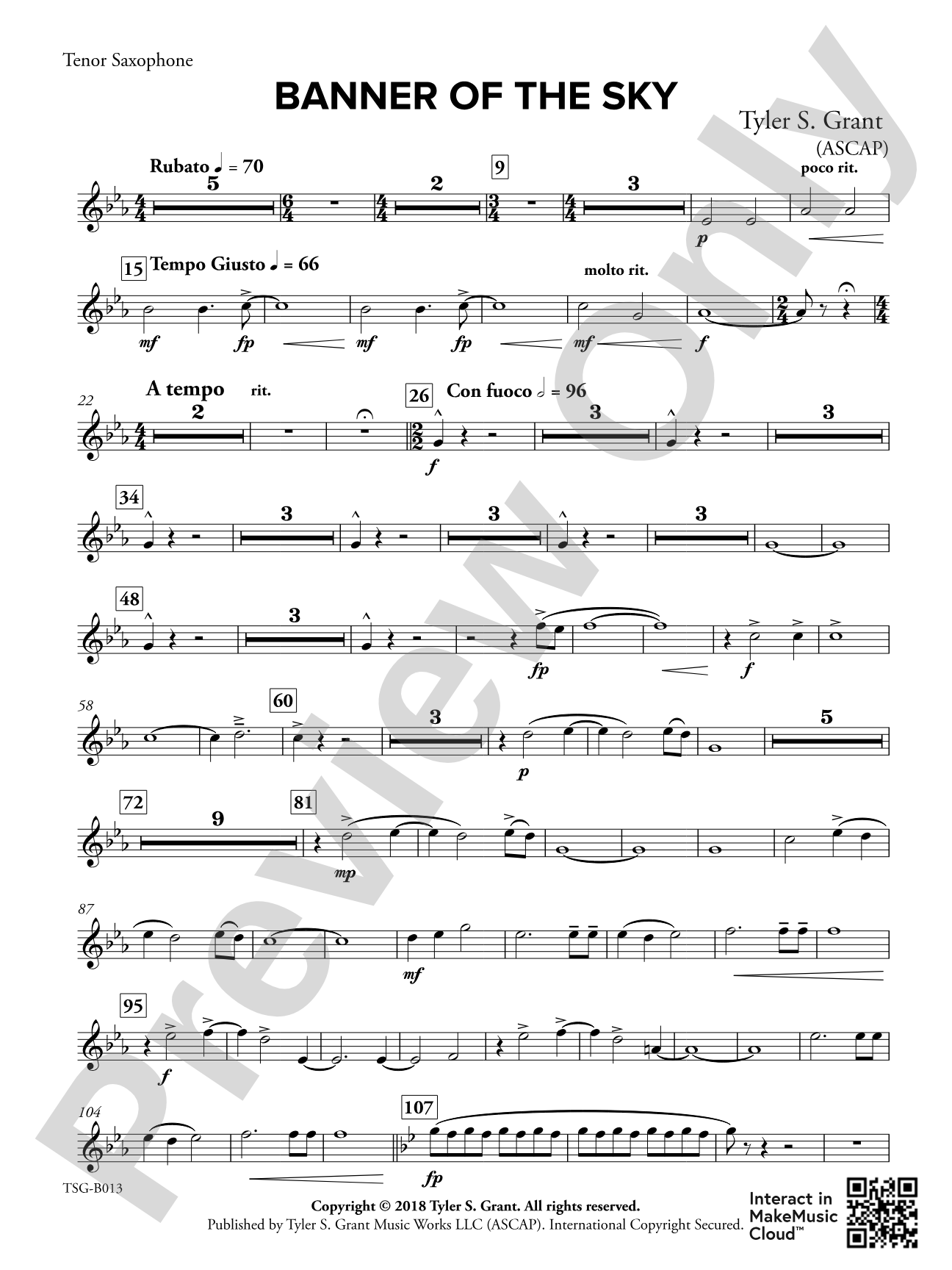 Banner of the Sky: B-flat Tenor Saxophone