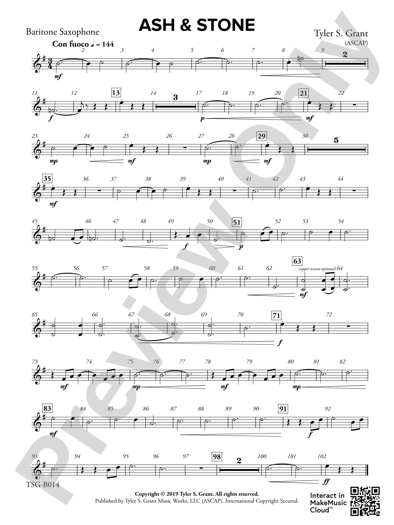 Ash & Stone: E-flat Baritone Saxophone