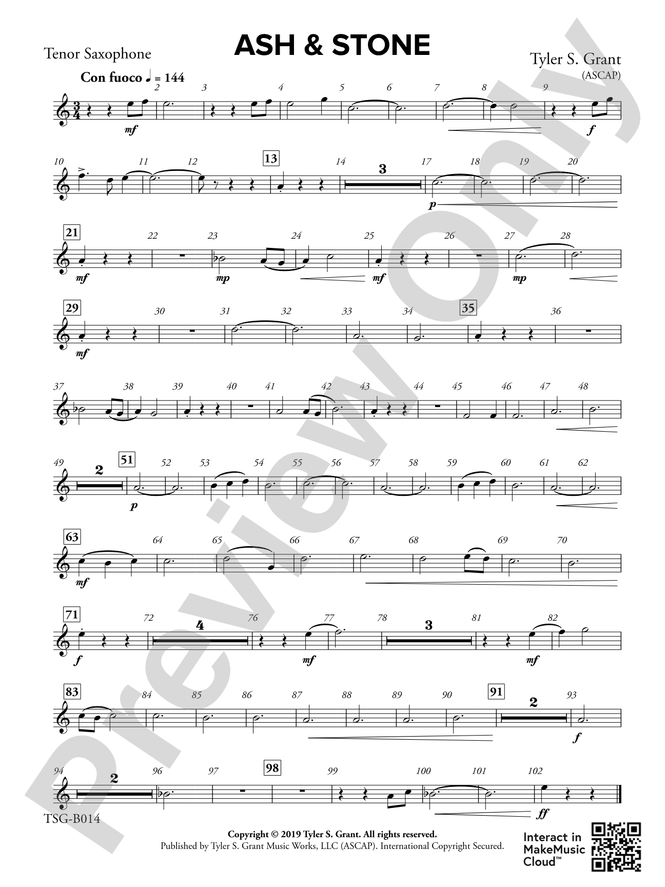 Ash & Stone: B-flat Tenor Saxophone