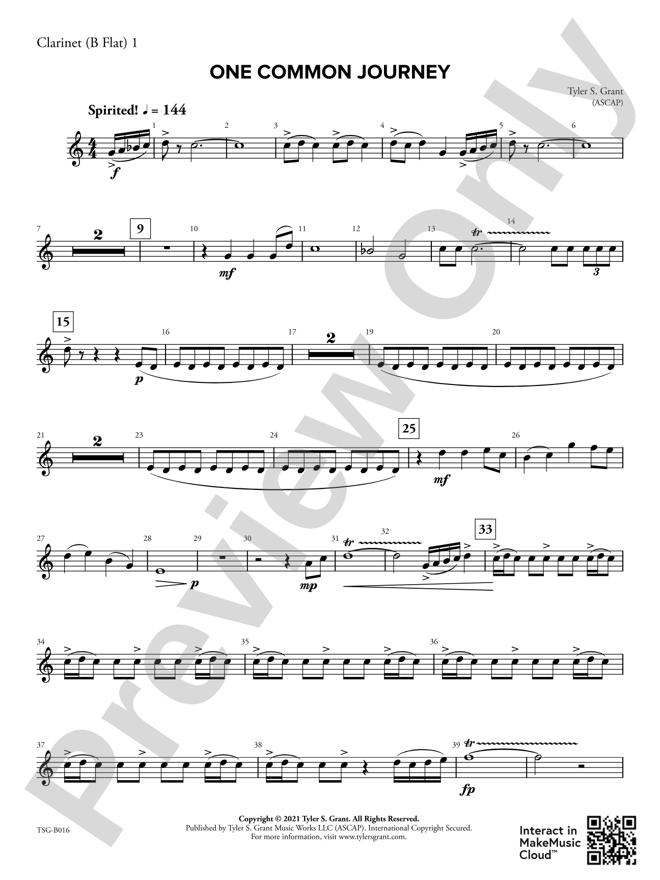 One Common Journey: 1st B-flat Clarinet