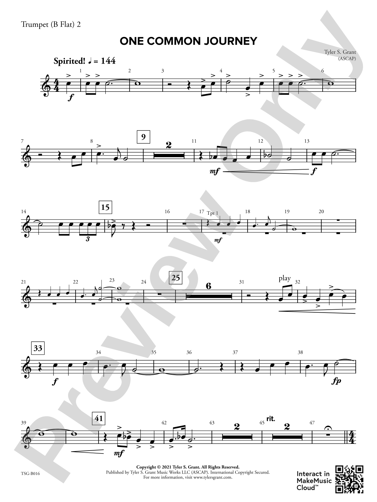 One Common Journey: 2nd B-flat Trumpet