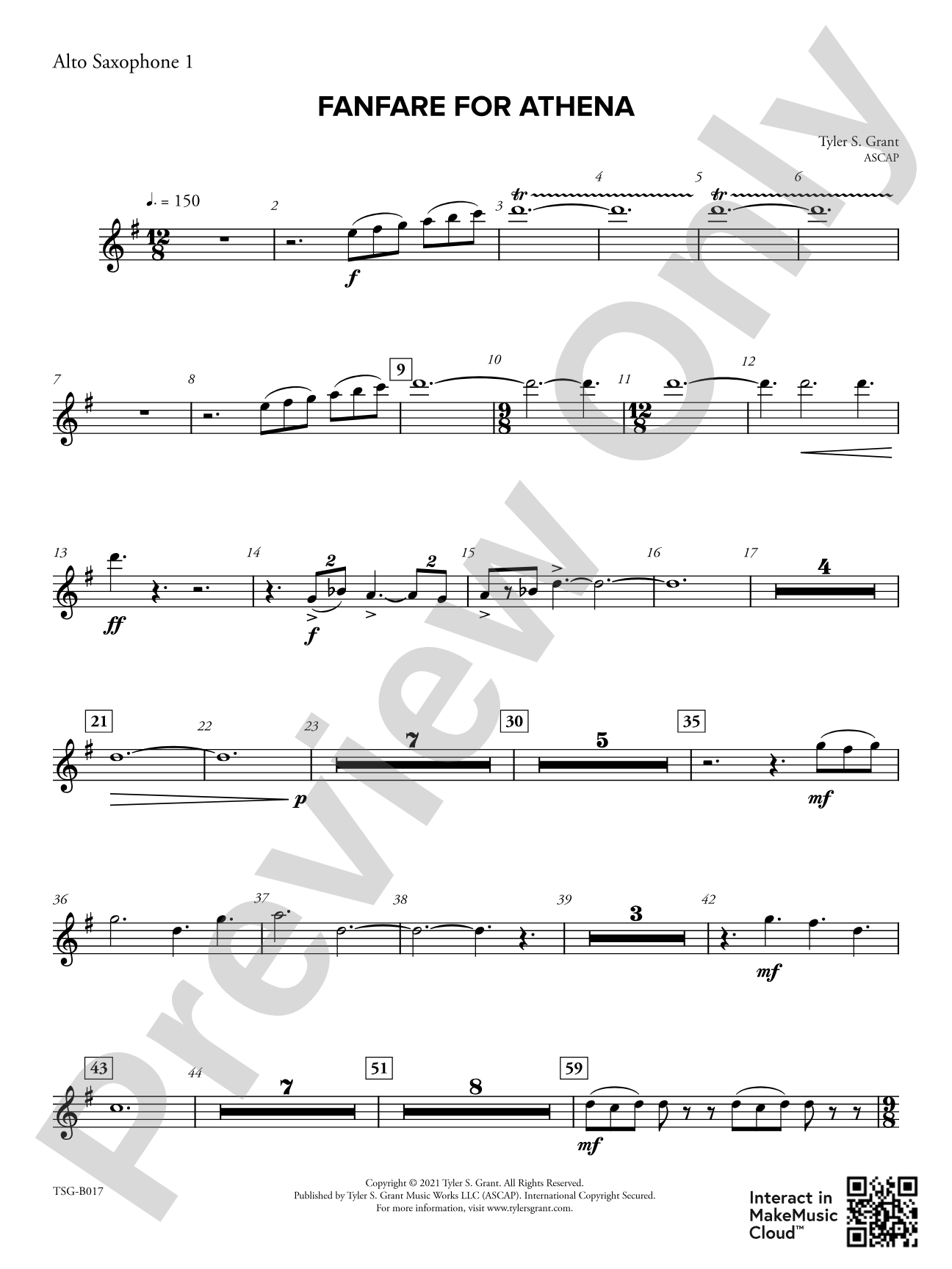 Fanfare for Athena: 1st E-flat Alto Saxophone