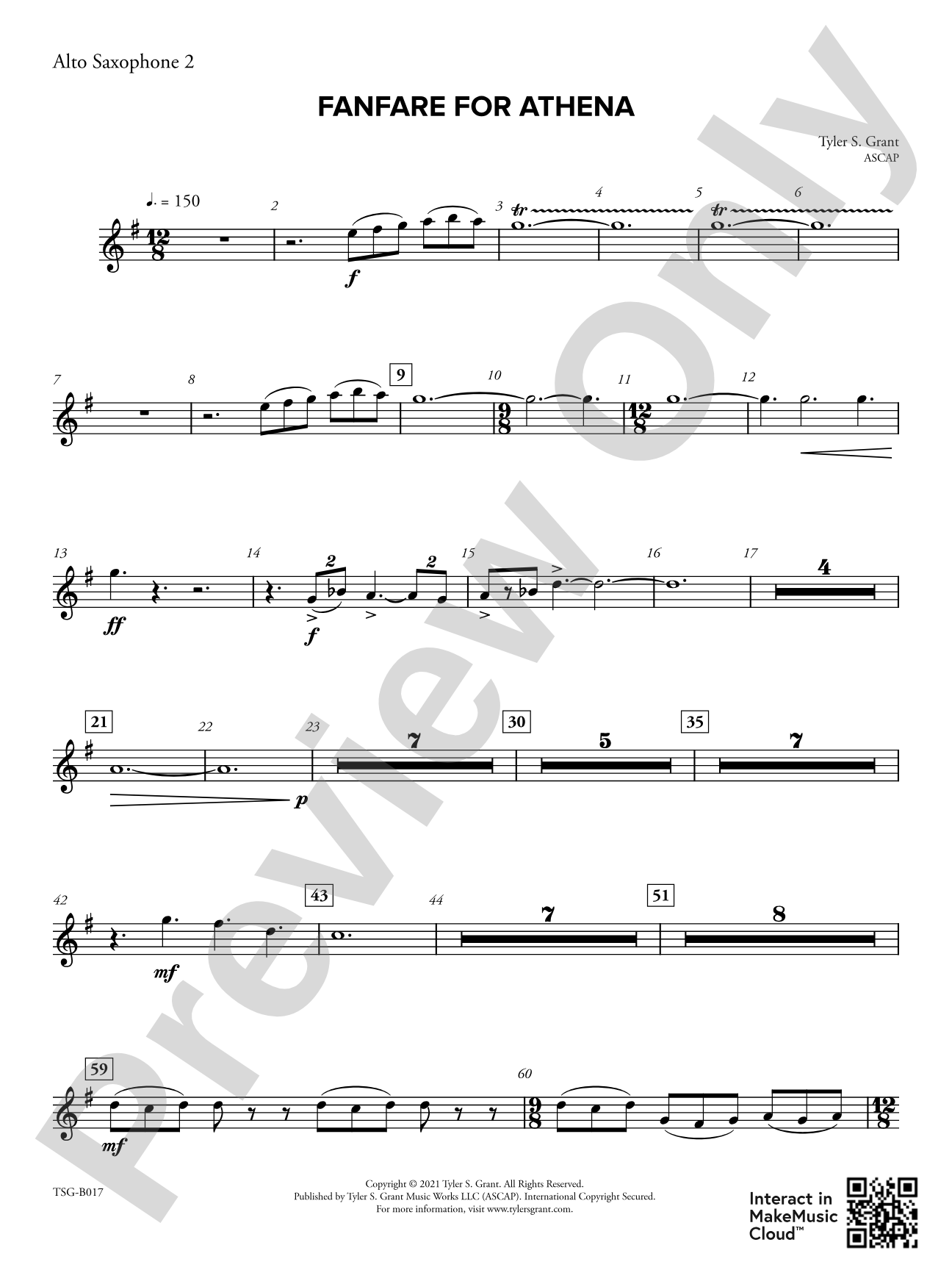Fanfare for Athena: 2nd E-flat Alto Saxophone
