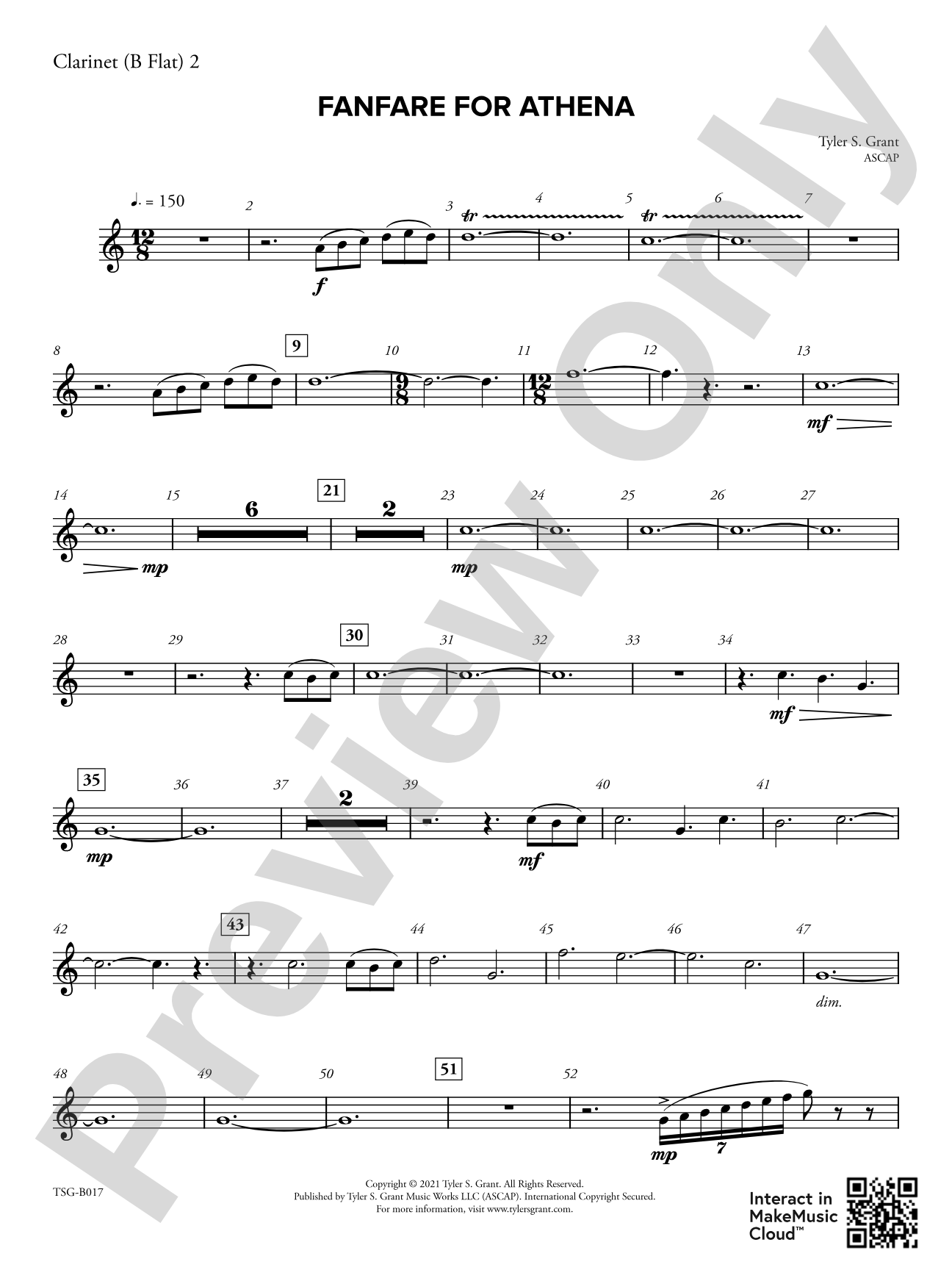Fanfare for Athena: 2nd B-flat Clarinet