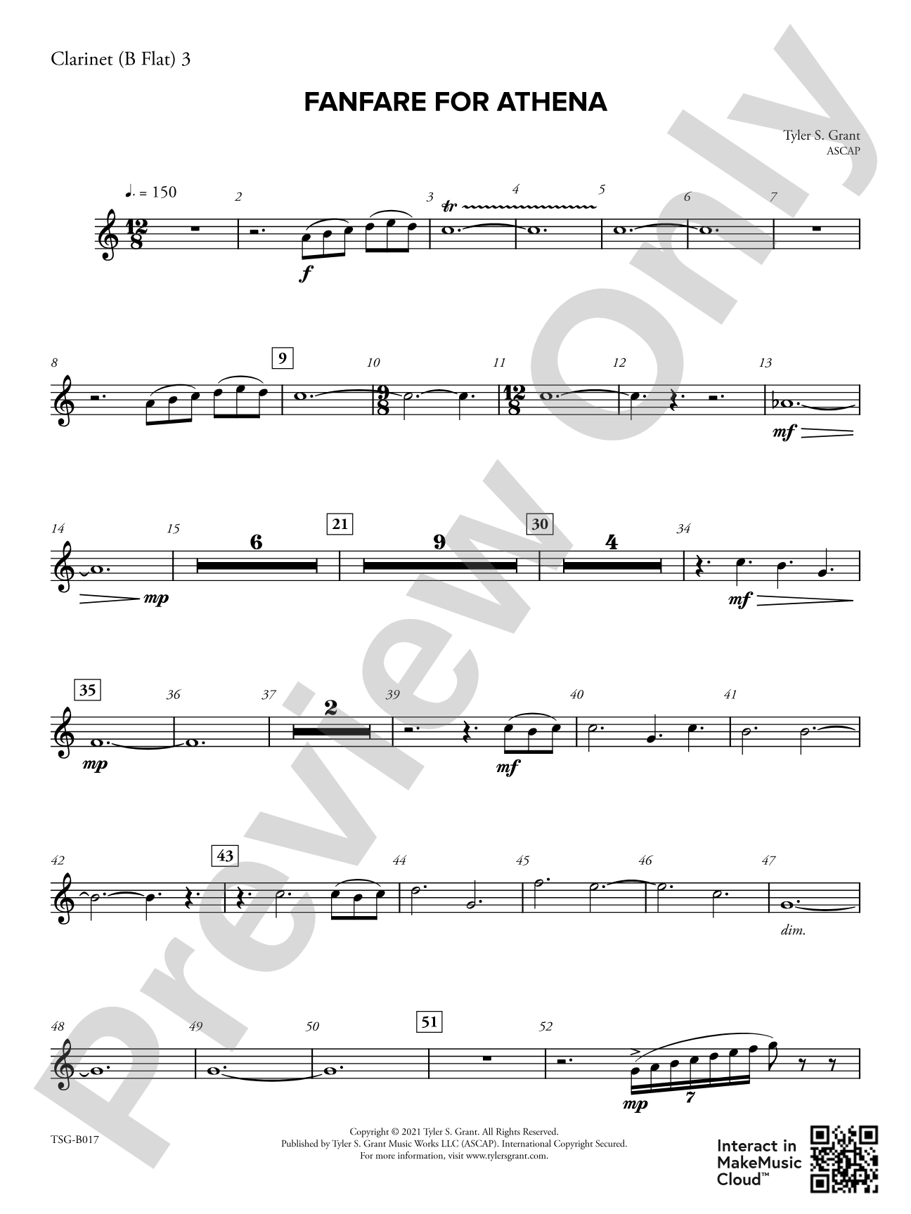 Fanfare for Athena: 3rd B-flat Clarinet