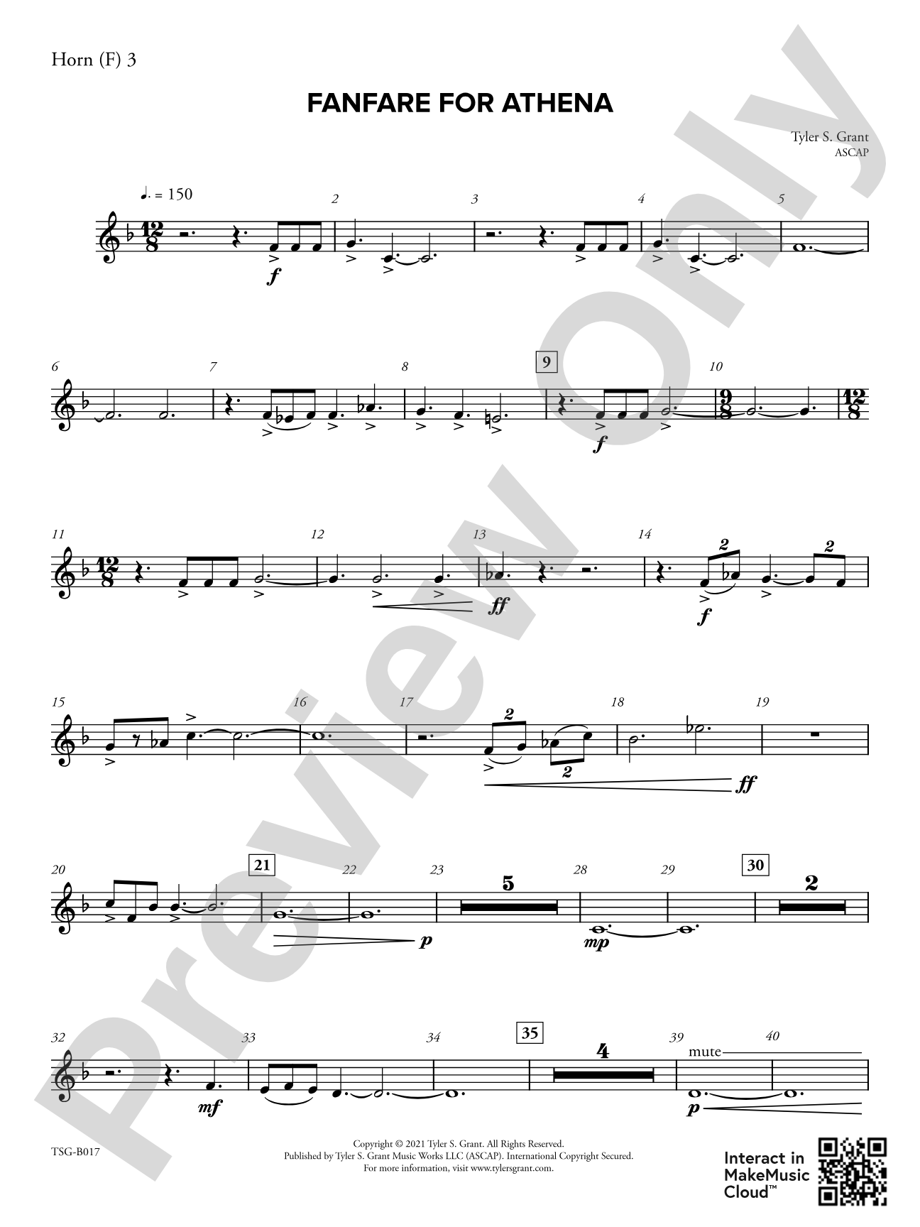 Fanfare for Athena: 3rd F Horn