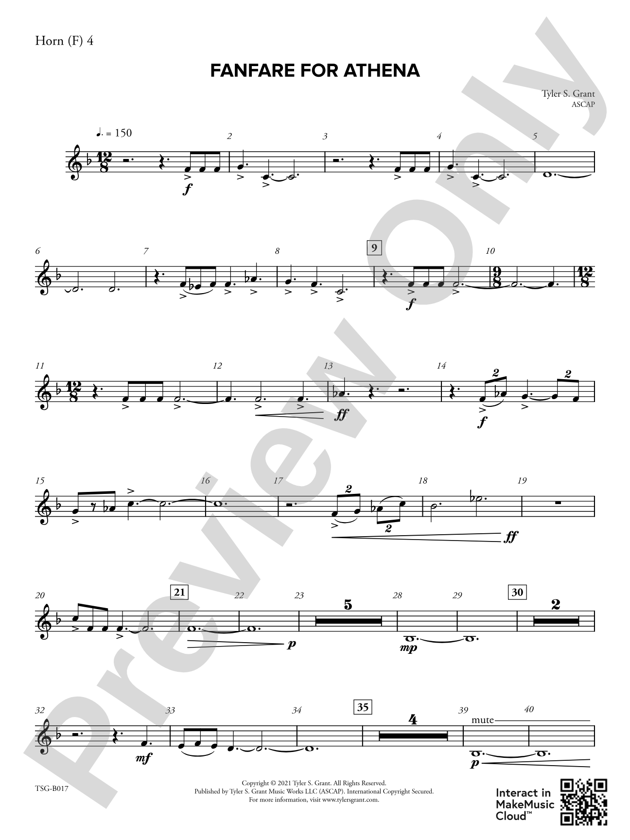 Fanfare for Athena: 4th F Horn