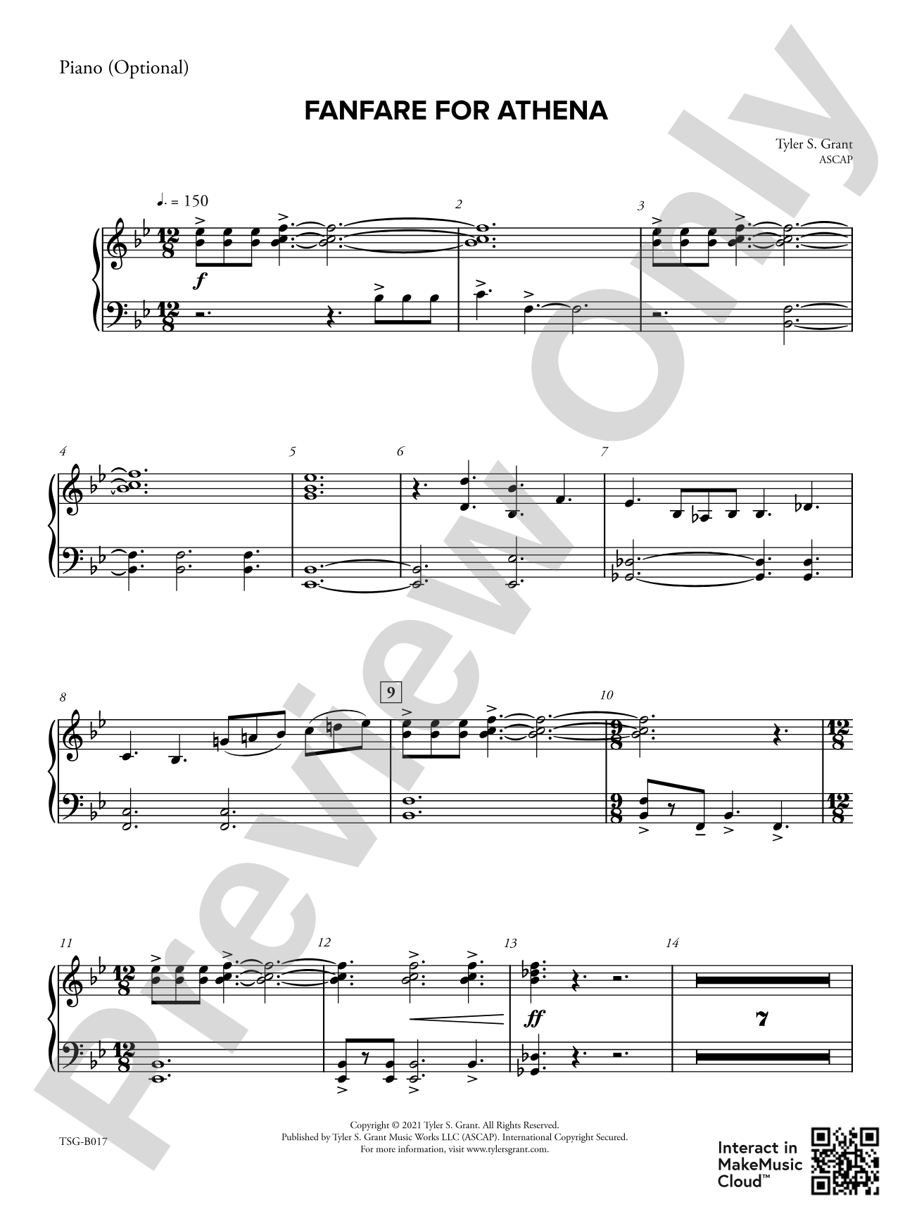 Fanfare for Athena: Piano Accompaniment