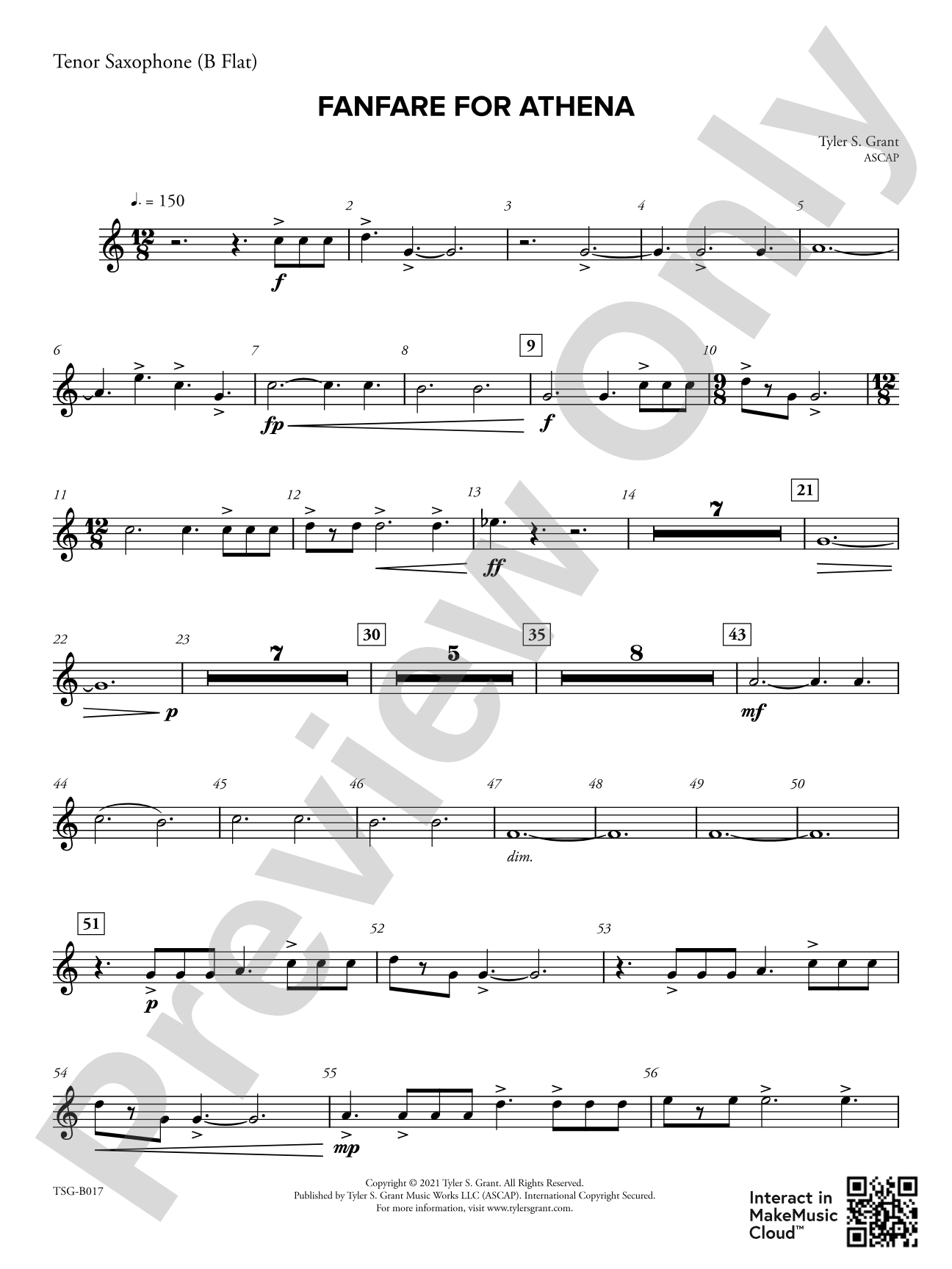 Fanfare for Athena: B-flat Tenor Saxophone