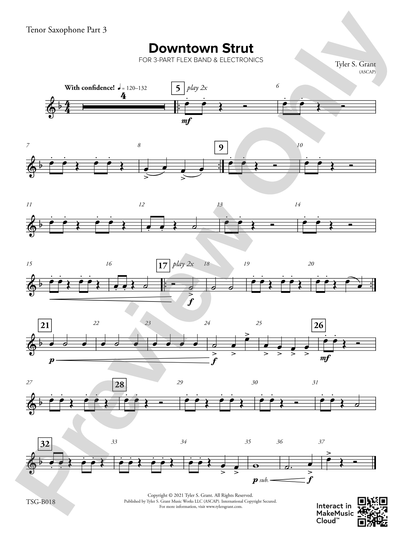 Downtown Strut: Part 3 - B-flat Tenor Saxophone
