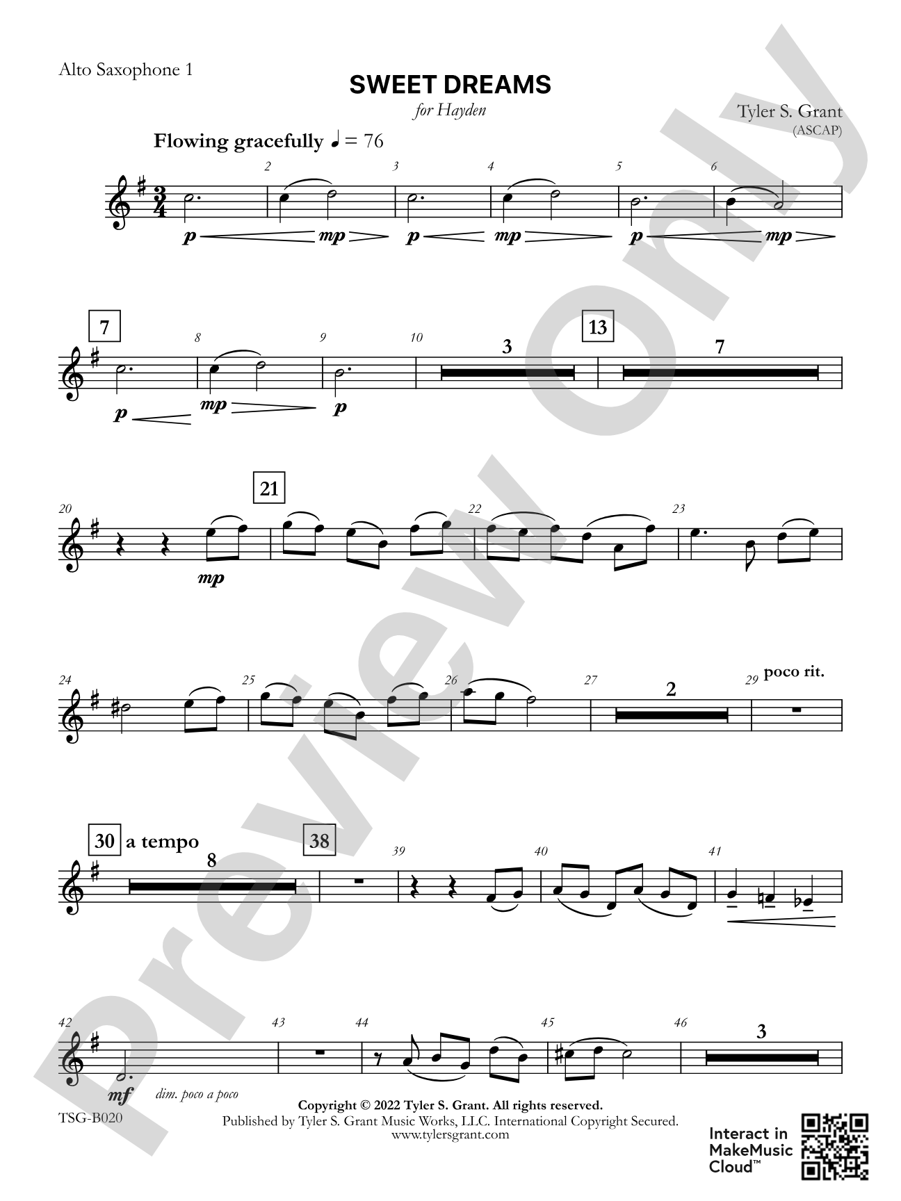 Sweet Dreams: 1st E-flat Alto Saxophone