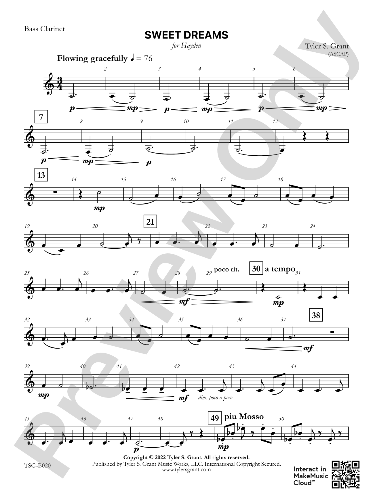 Sweet Dreams: Bass Clarinet