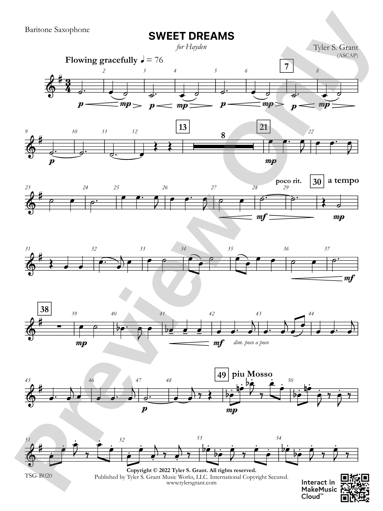 Sweet Dreams: E-flat Baritone Saxophone
