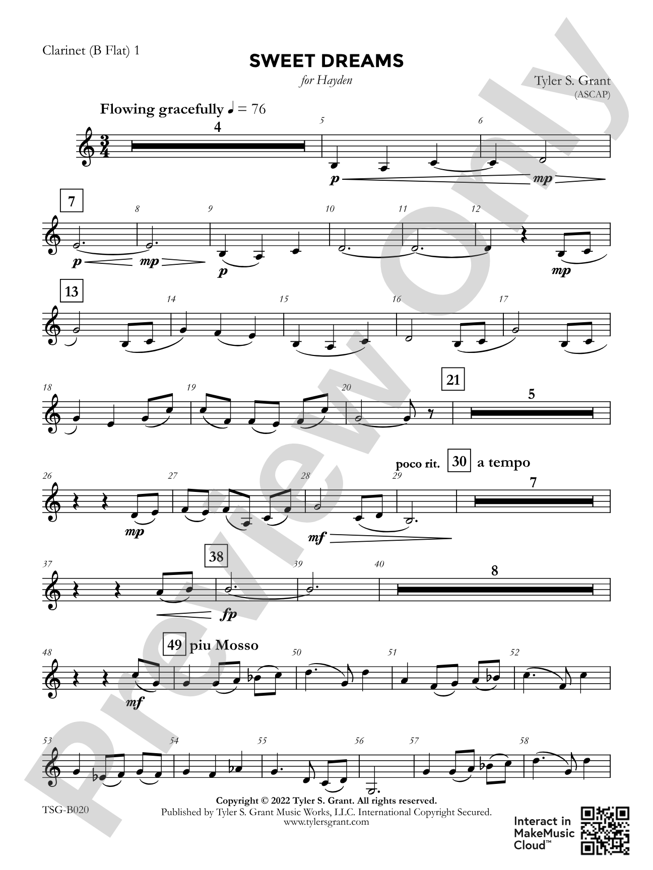 Sweet Dreams: 1st B-flat Clarinet