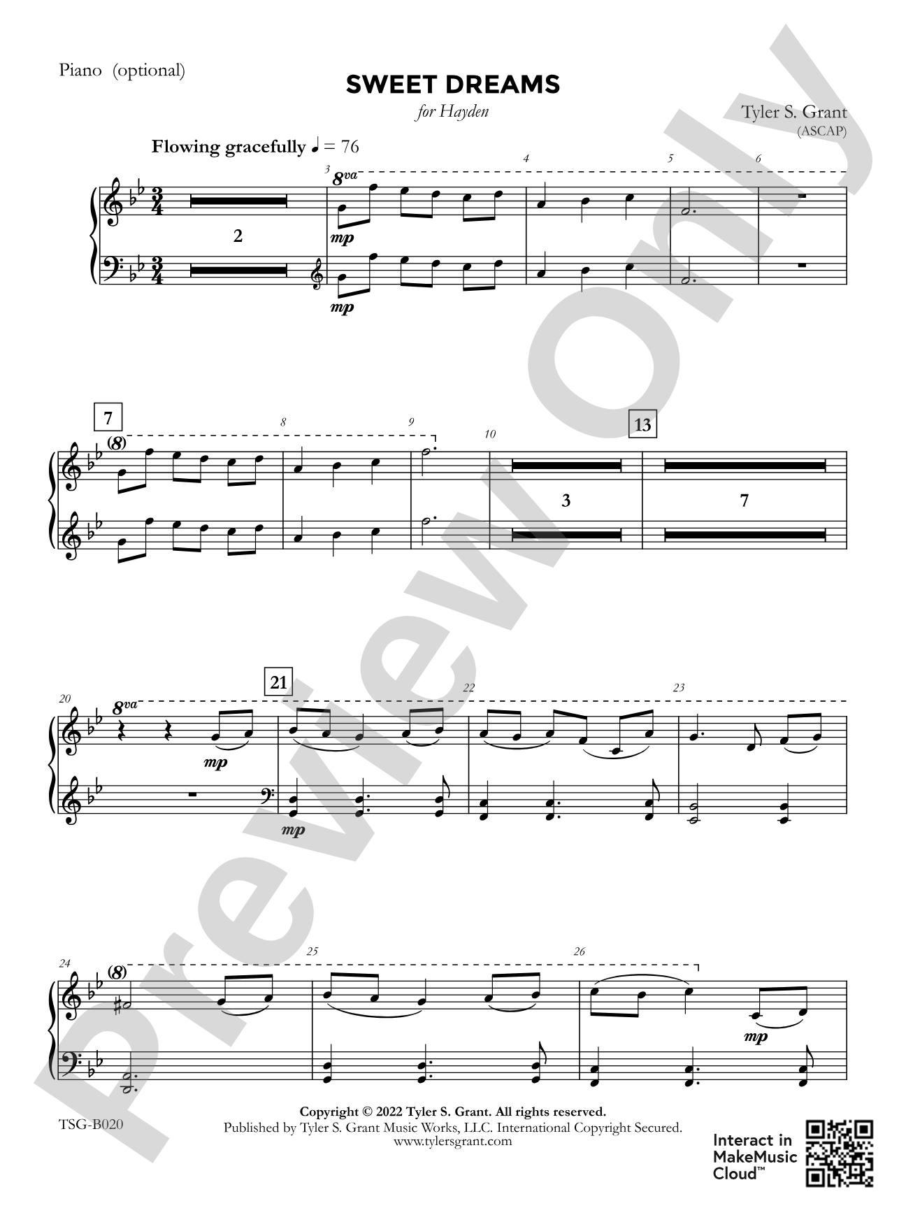 Sweet Dreams: Piano Accompaniment