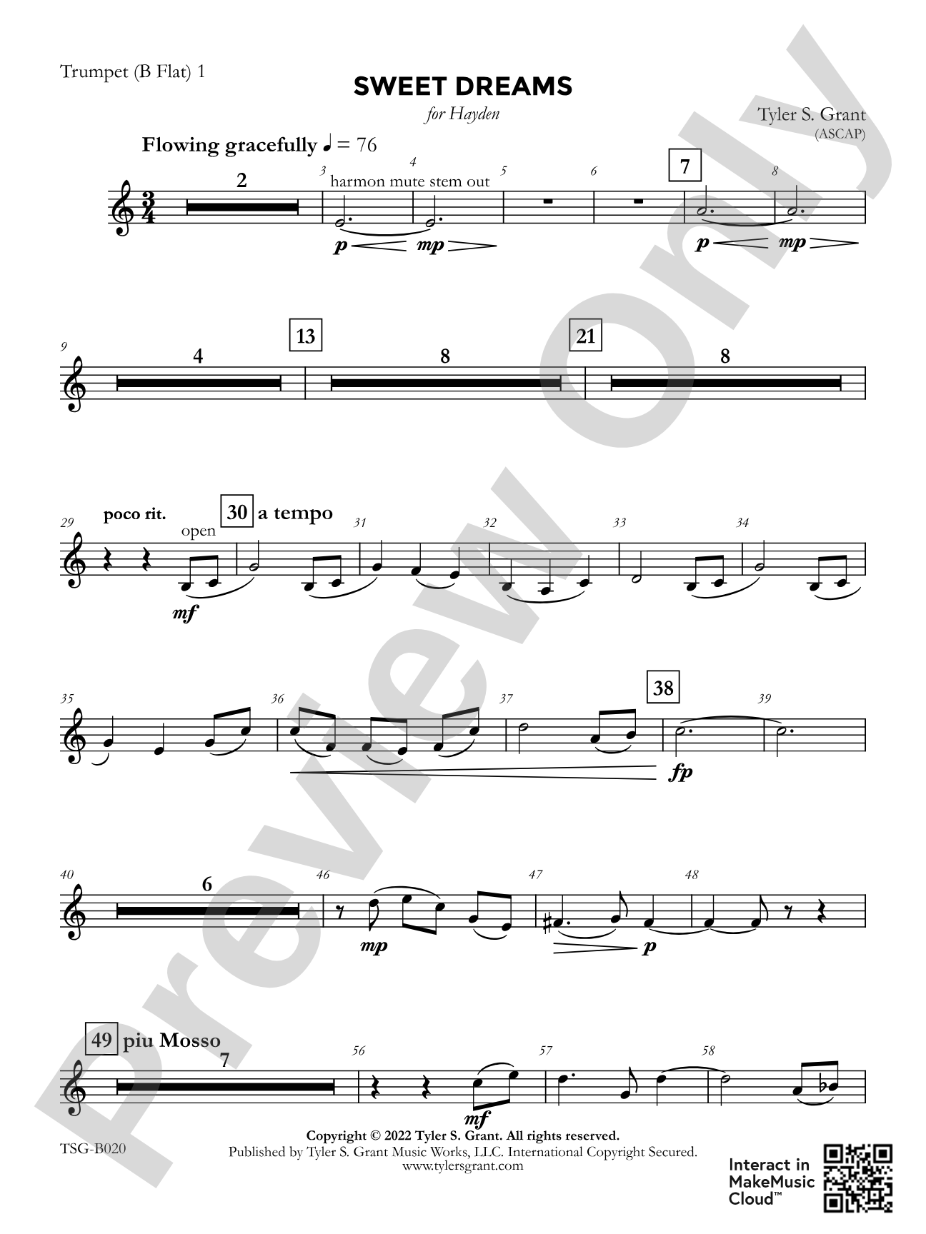 Sweet Dreams: 1st B-flat Trumpet