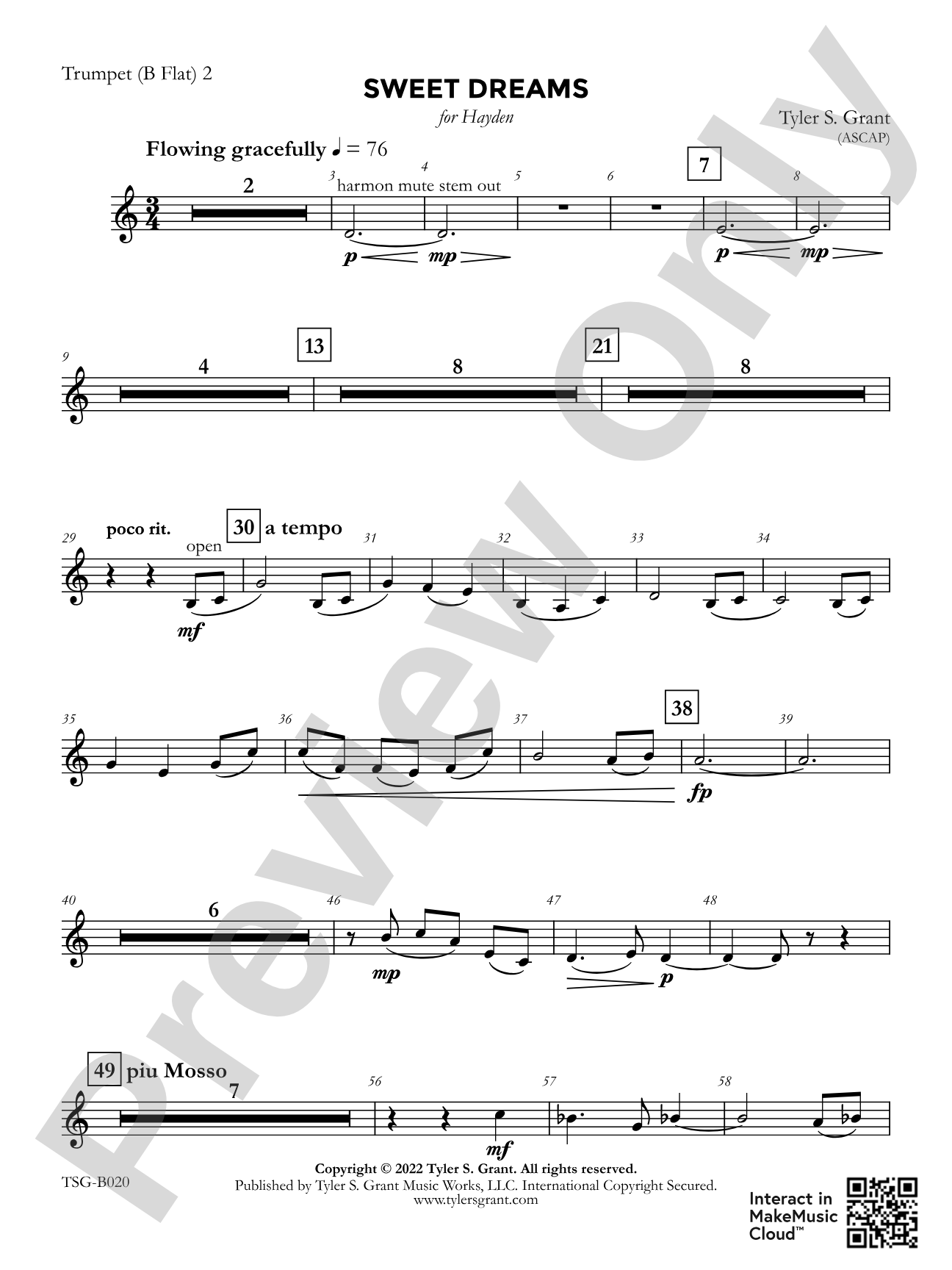 Sweet Dreams: 2nd B-flat Trumpet