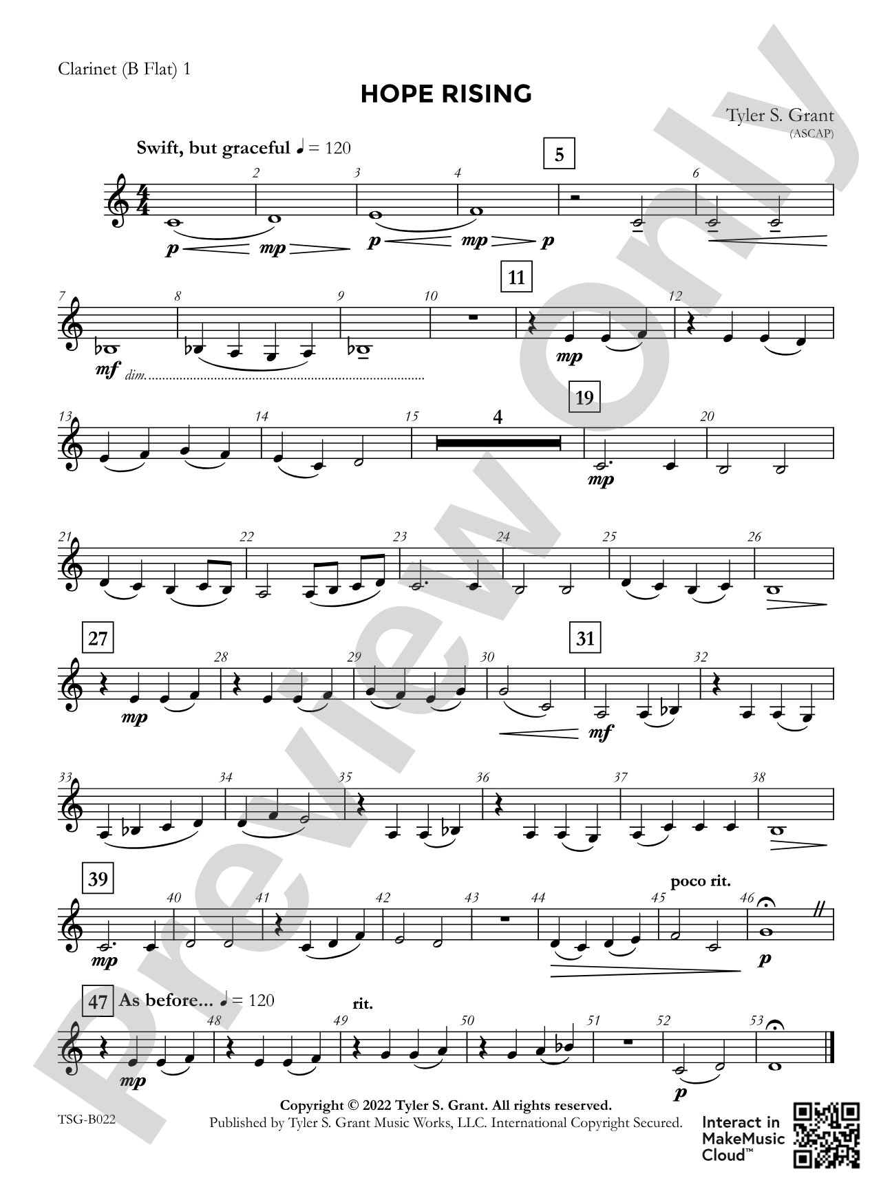 Hope Rising: 1st B-flat Clarinet
