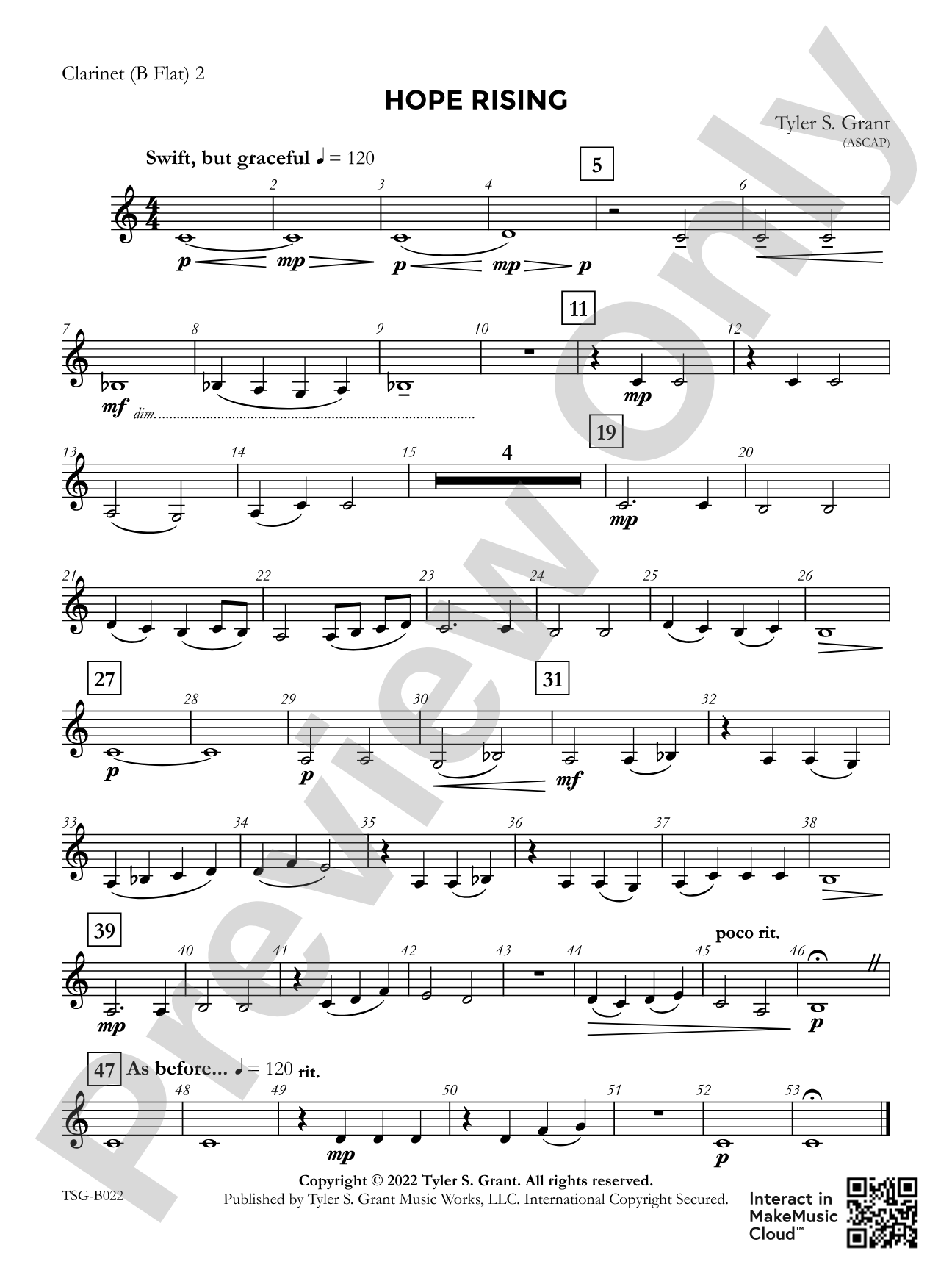 Hope Rising: 2nd B-flat Clarinet