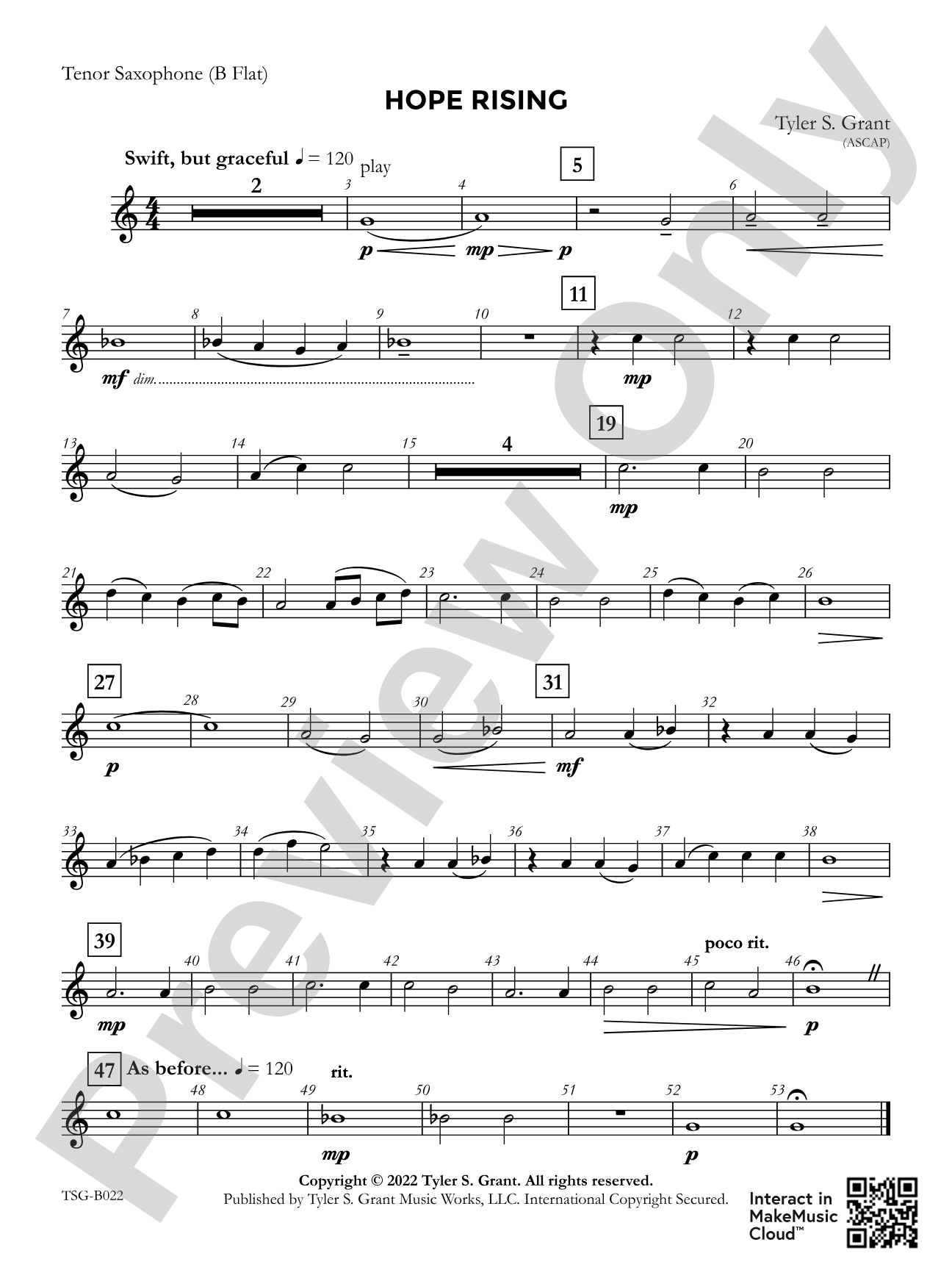 Hope Rising: B-flat Tenor Saxophone