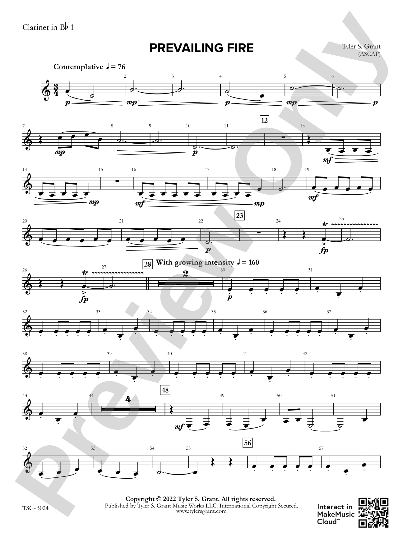 Prevailing Fire: 1st B-flat Clarinet