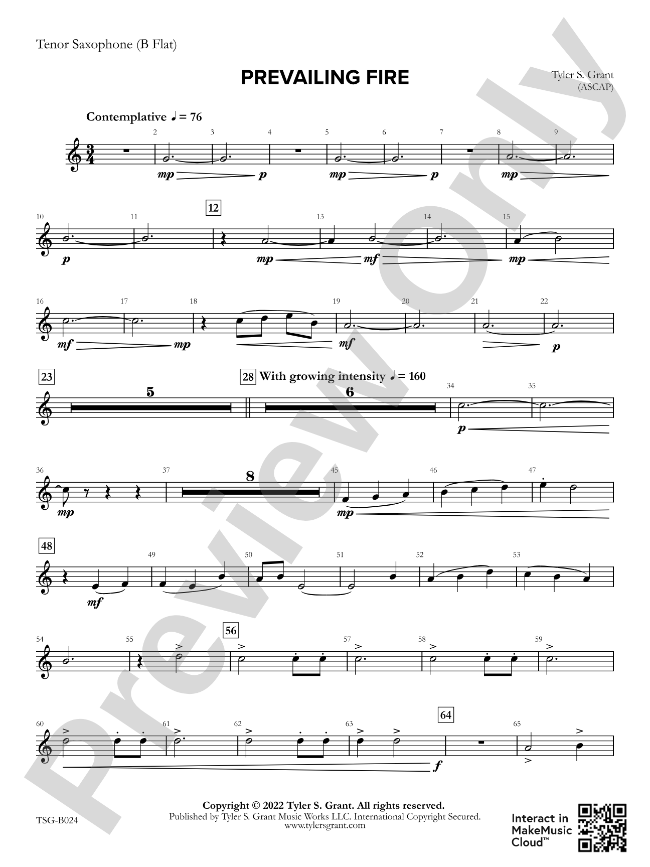 Prevailing Fire: B-flat Tenor Saxophone