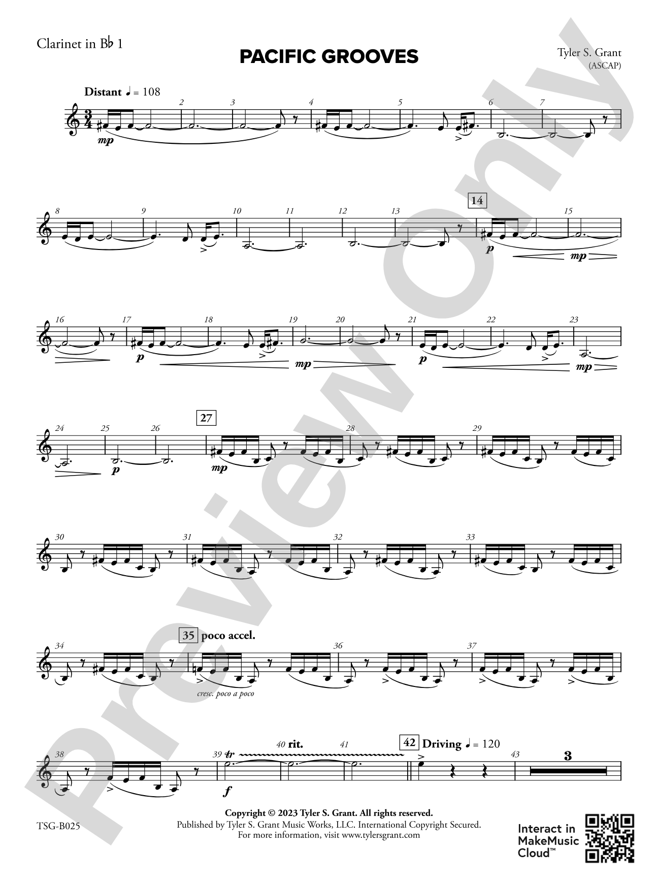 Pacific Grooves: 1st B-flat Clarinet