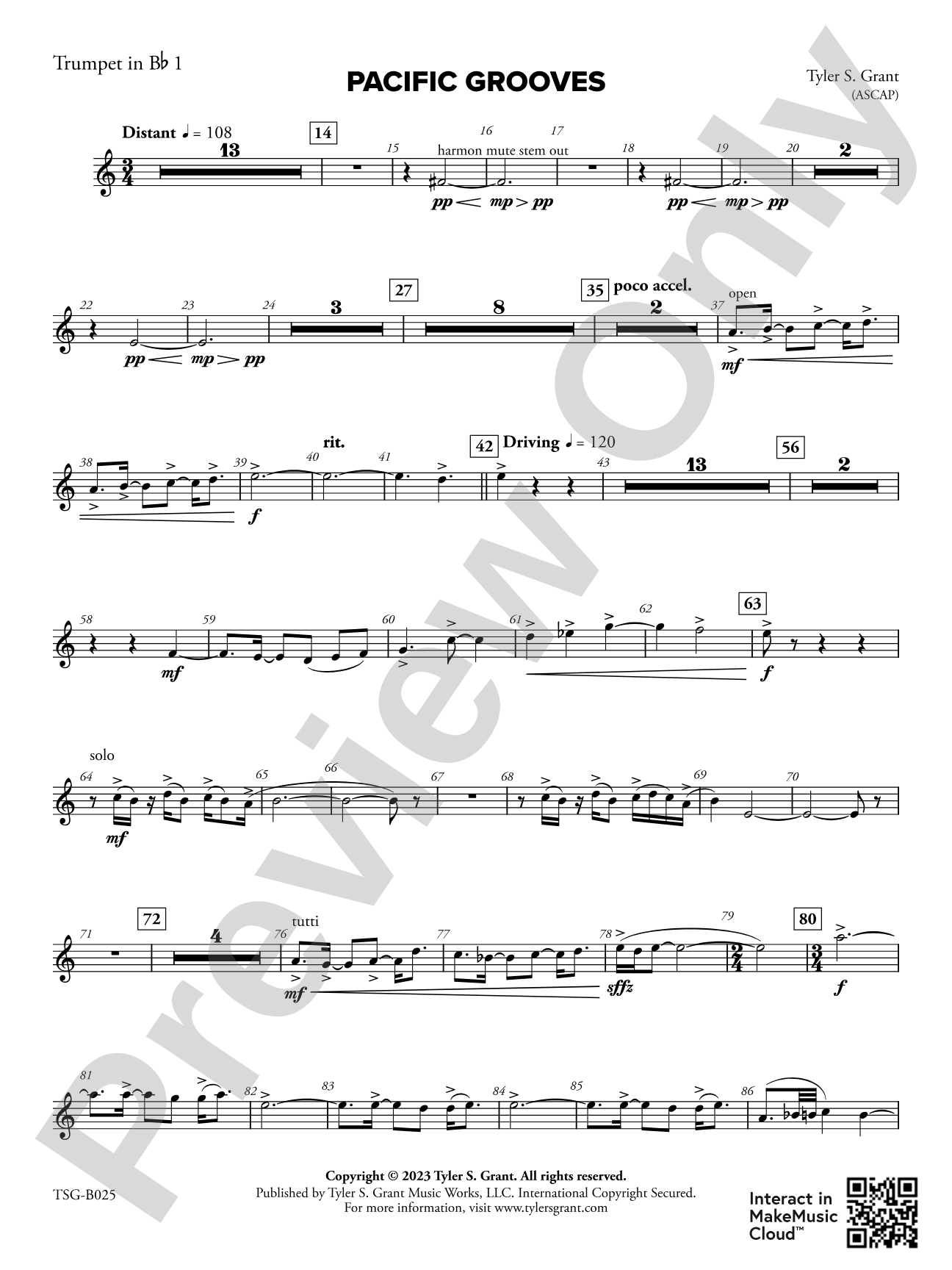 Pacific Grooves: 1st B-flat Trumpet