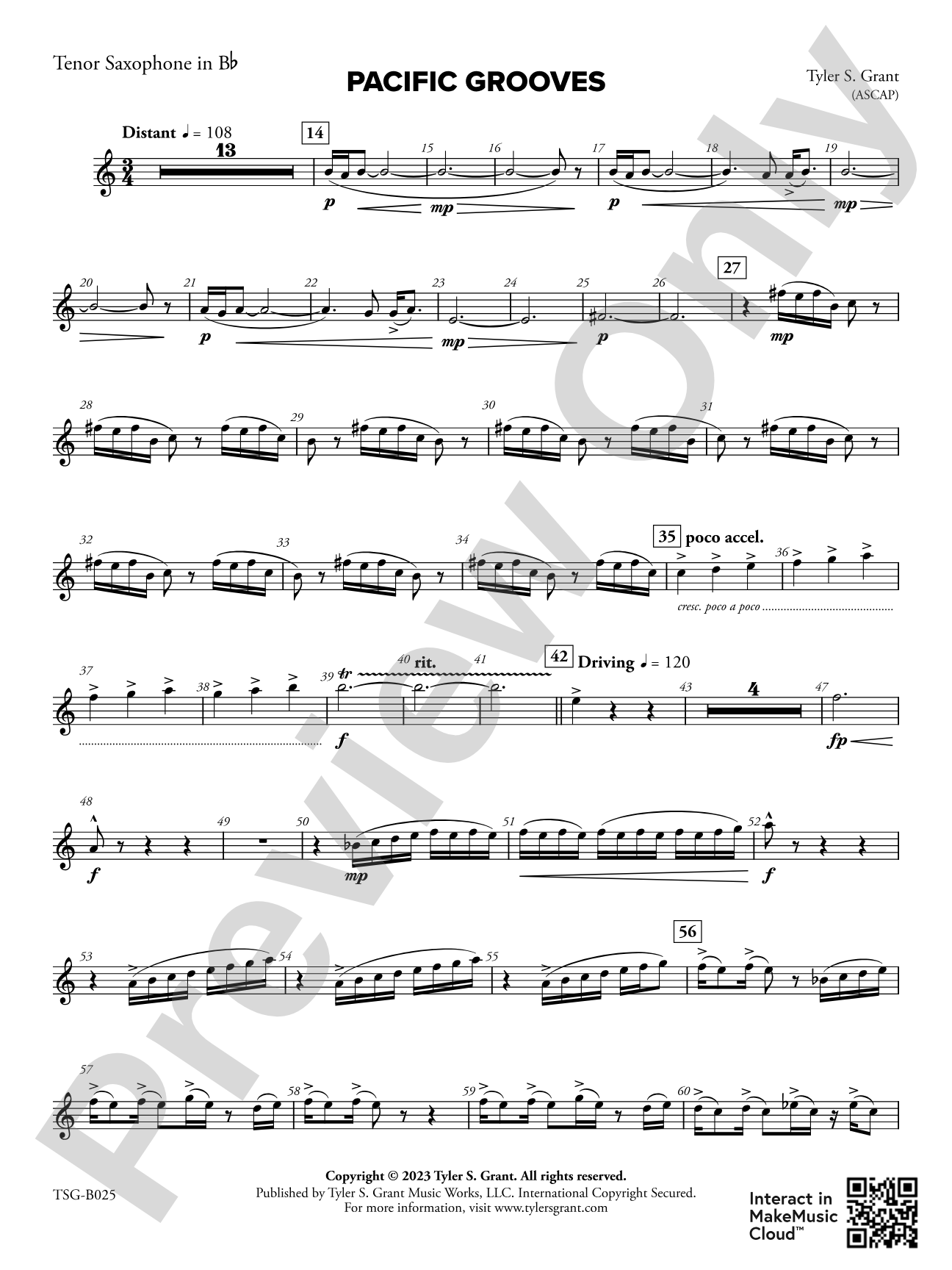 Pacific Grooves: B-flat Tenor Saxophone