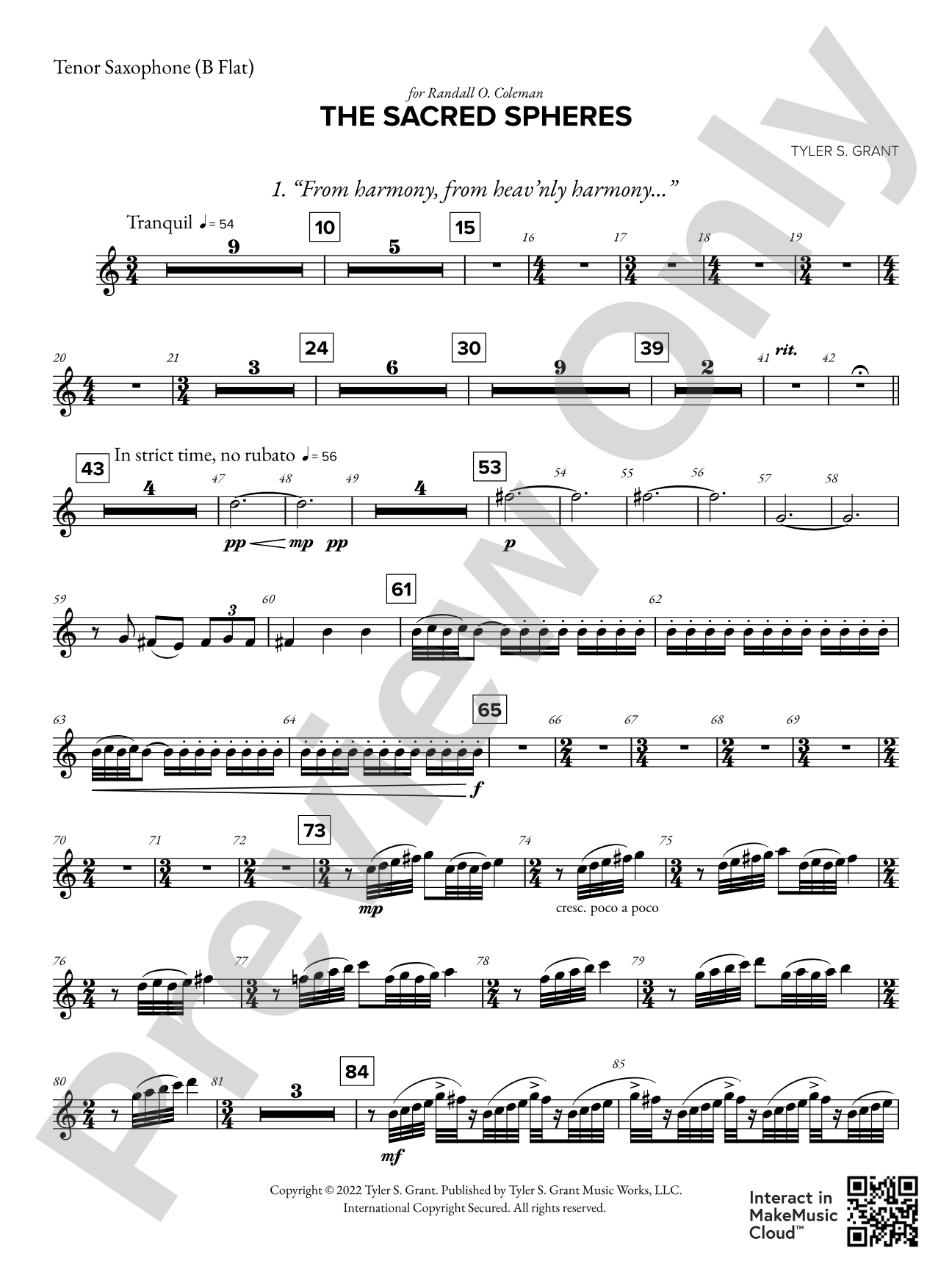 The Sacred Spheres: B-flat Tenor Saxophone