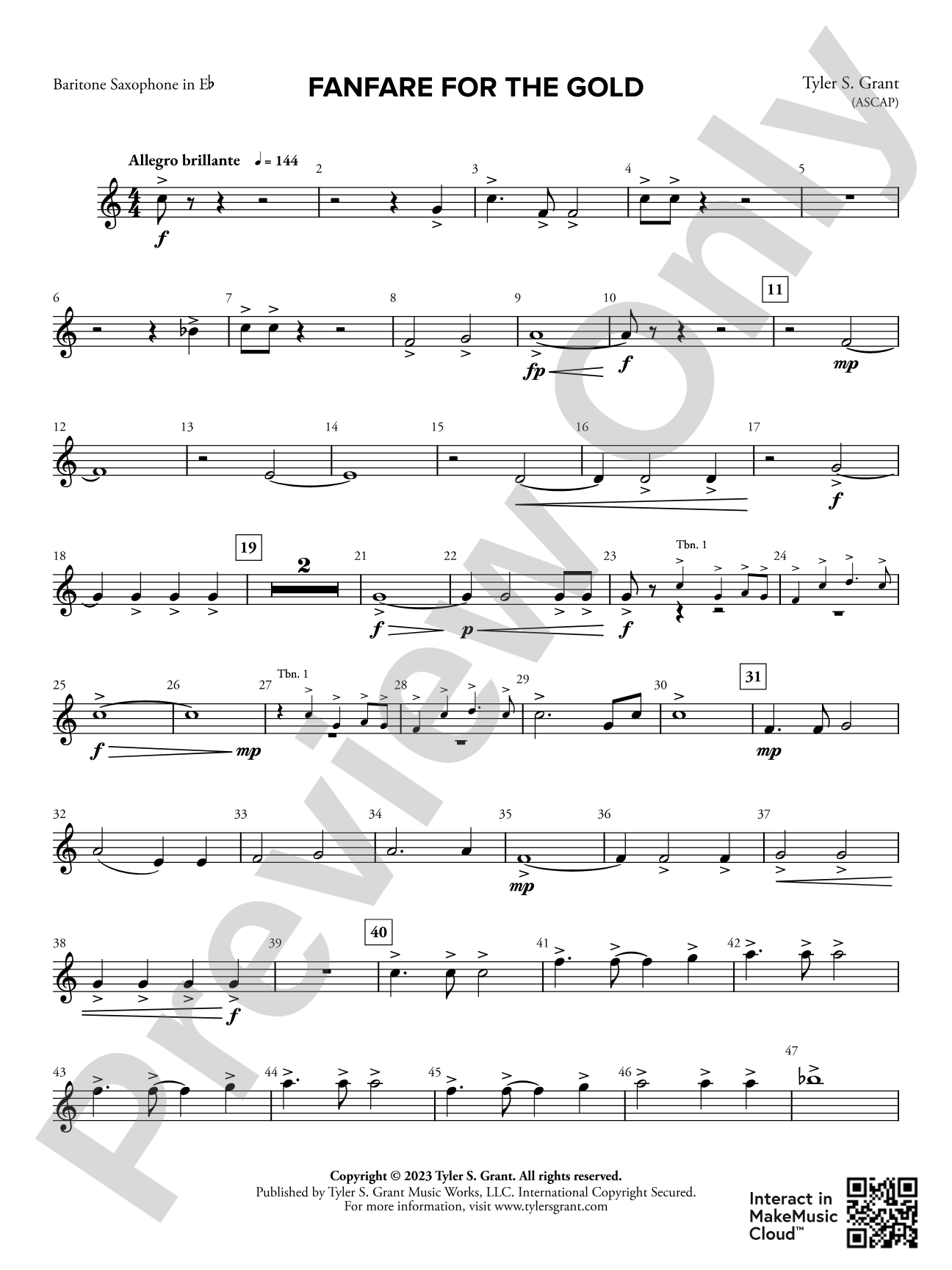 Fanfare for the Gold: E-flat Baritone Saxophone