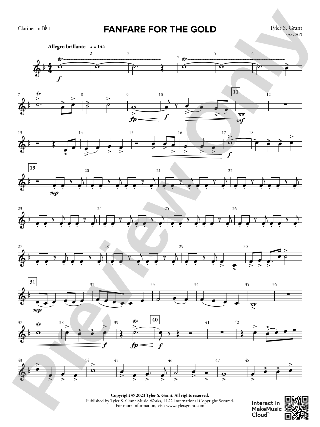 Fanfare for the Gold: 1st B-flat Clarinet