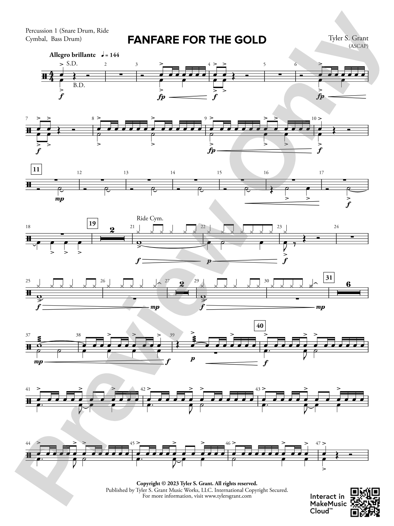 Fanfare for the Gold: 1st Percussion