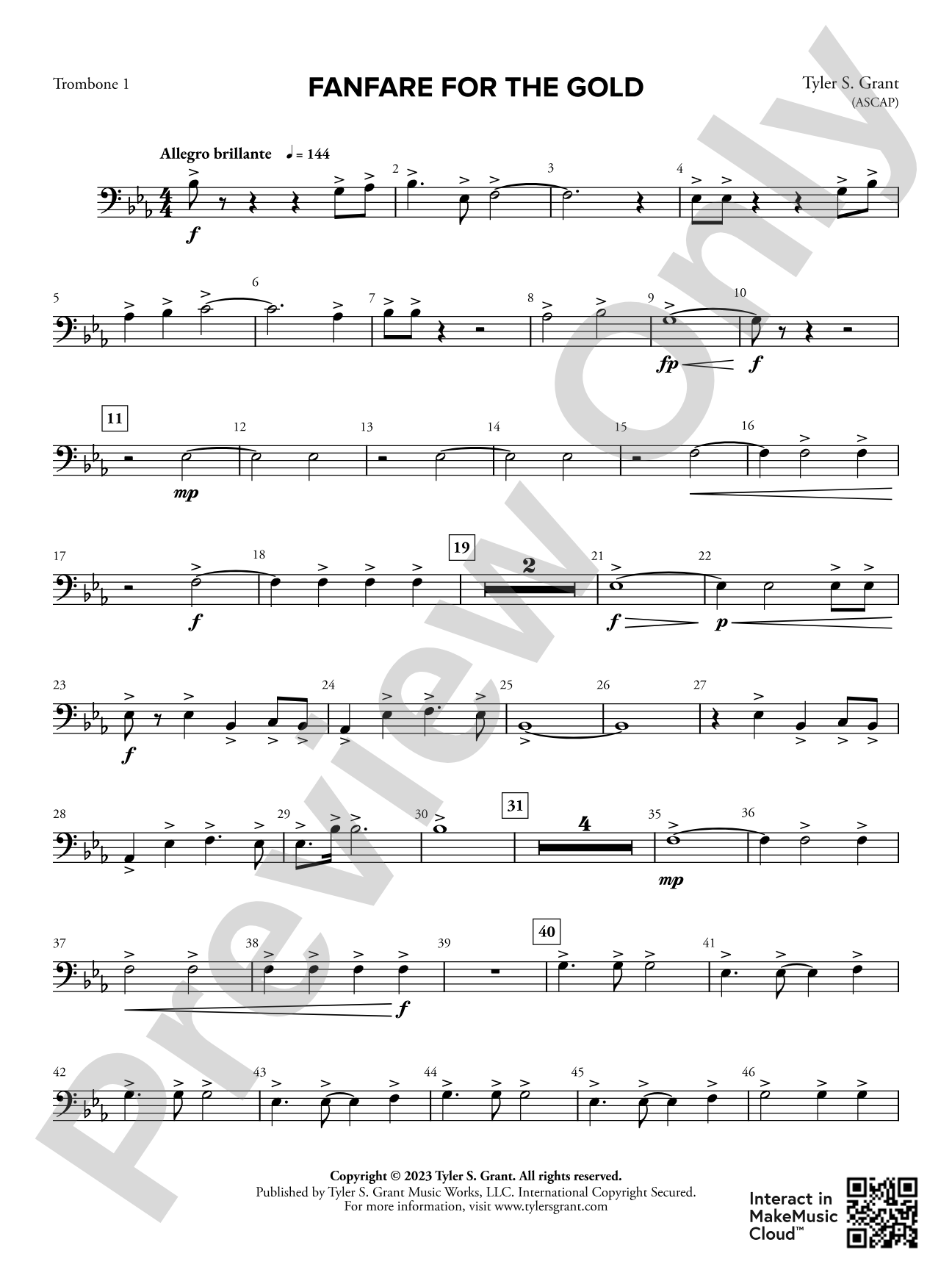 Fanfare for the Gold: 1st Trombone