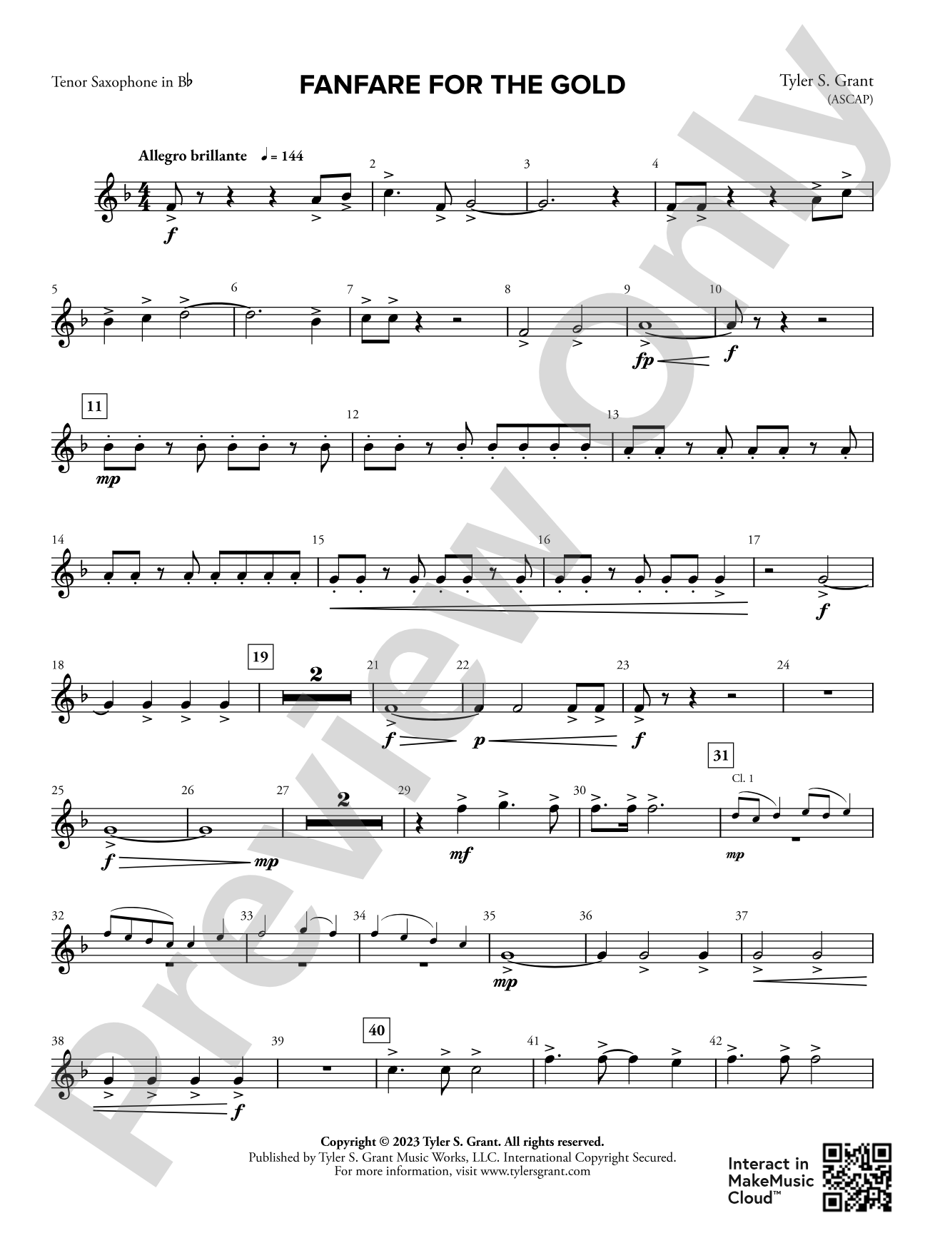 Fanfare for the Gold: B-flat Tenor Saxophone
