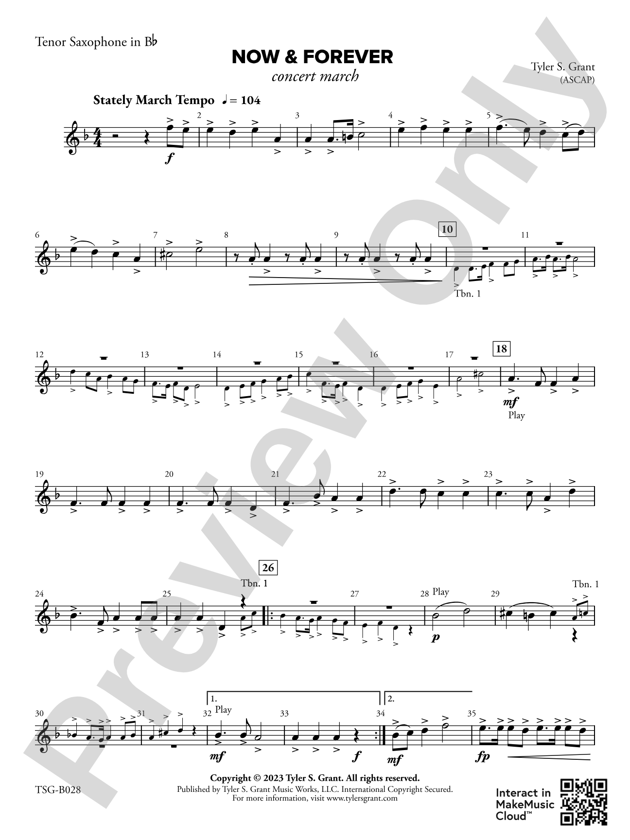 Now & Forever: B-flat Tenor Saxophone