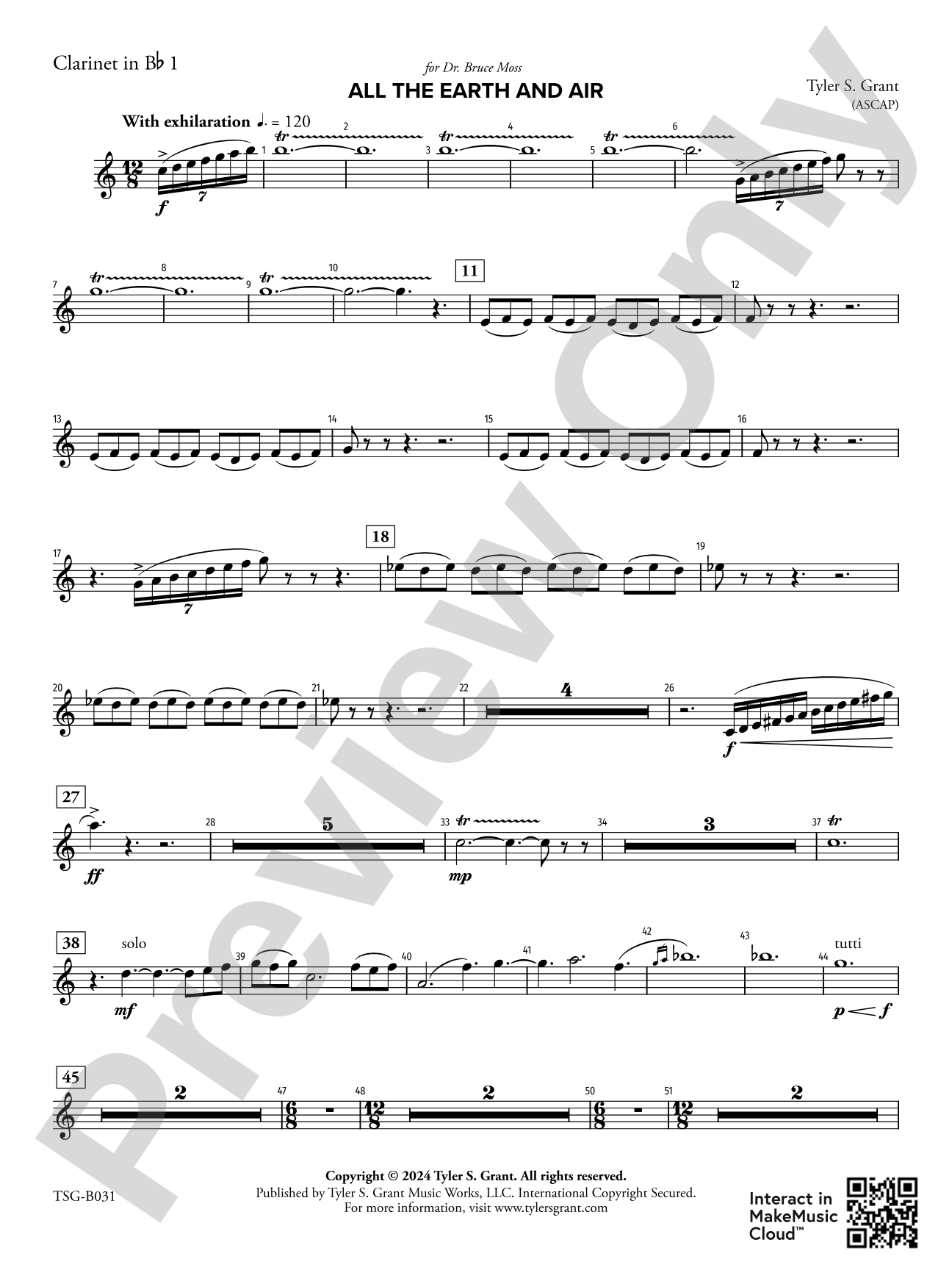 All the Earth and Air: 1st B-flat Clarinet