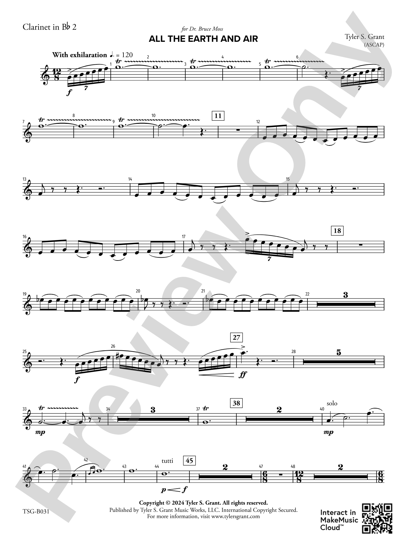 All the Earth and Air: 2nd B-flat Clarinet