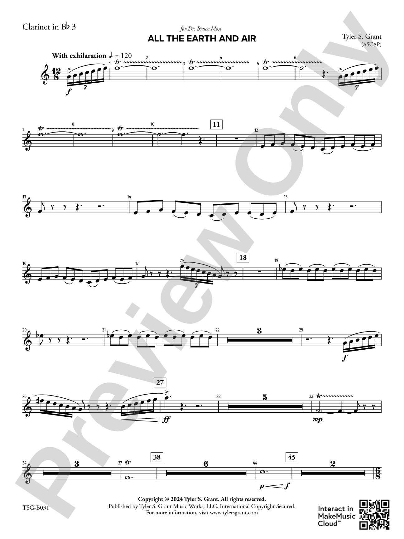 All the Earth and Air: 3rd B-flat Clarinet