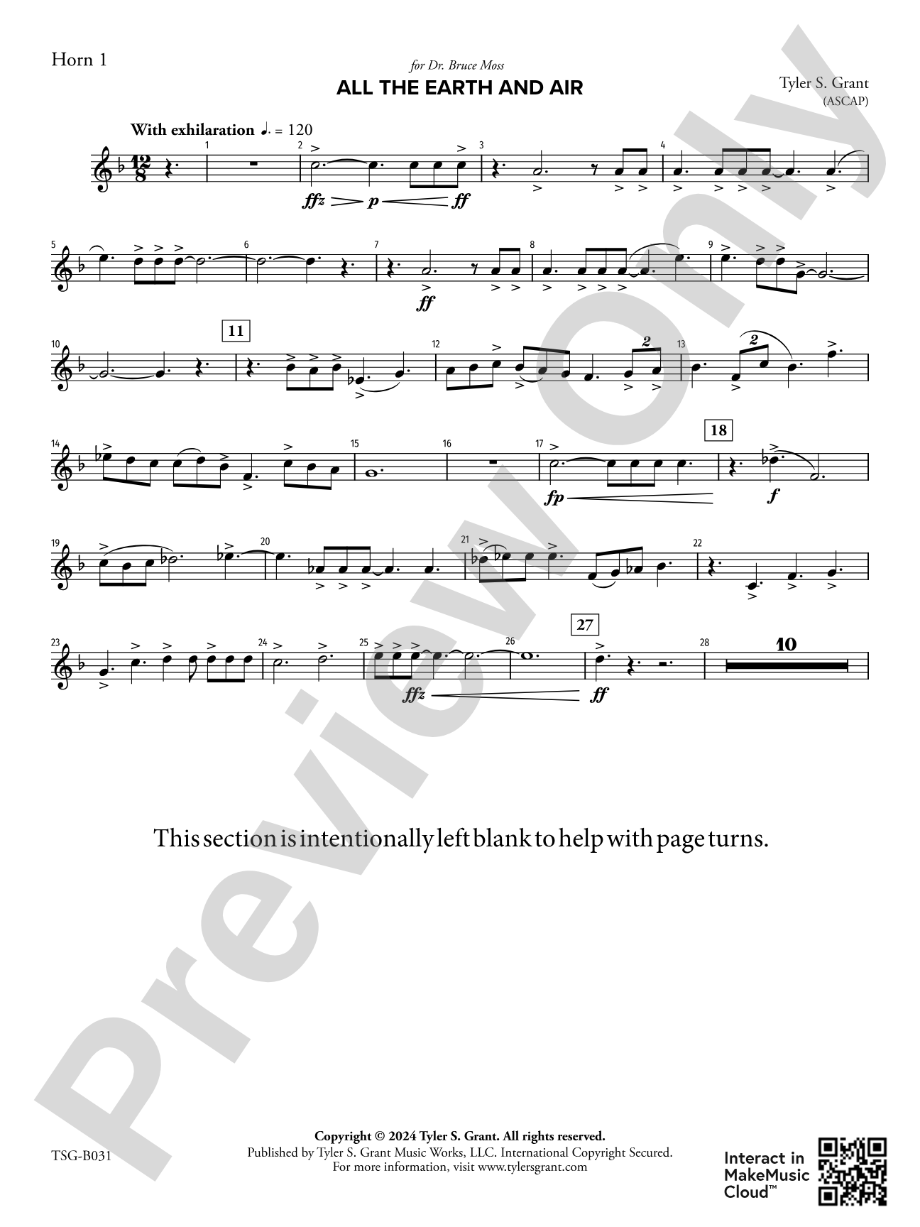 All the Earth and Air: 1st F Horn