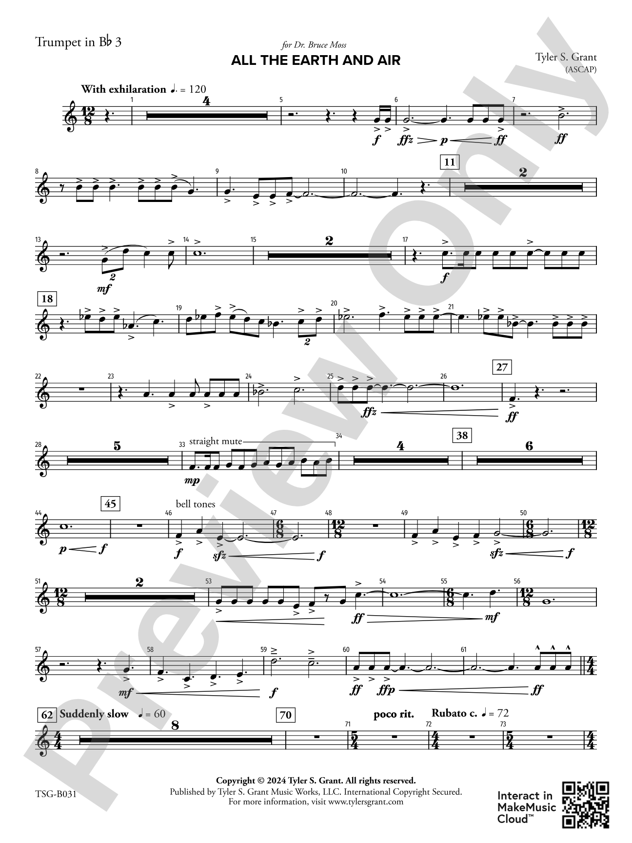 All the Earth and Air: 3rd B-flat Trumpet