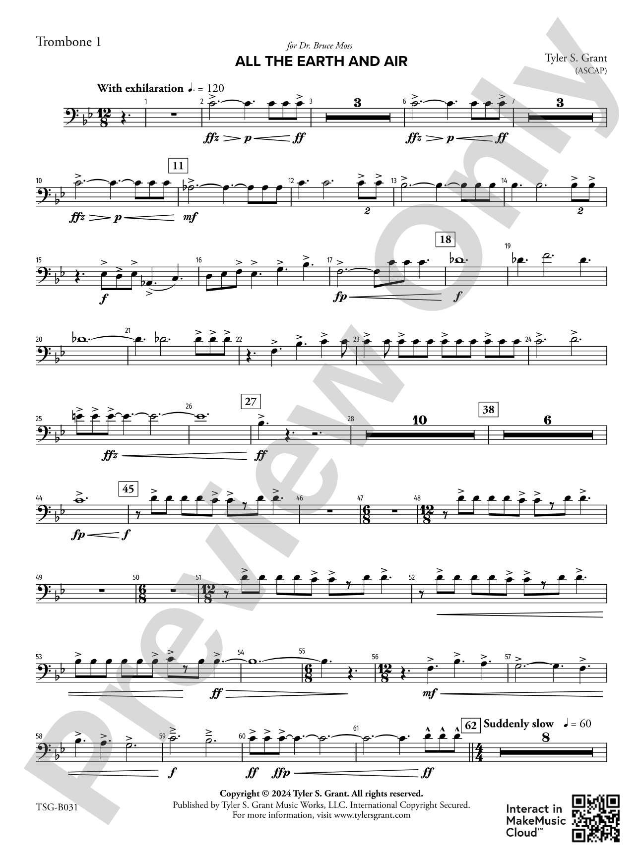 All the Earth and Air: 1st Trombone