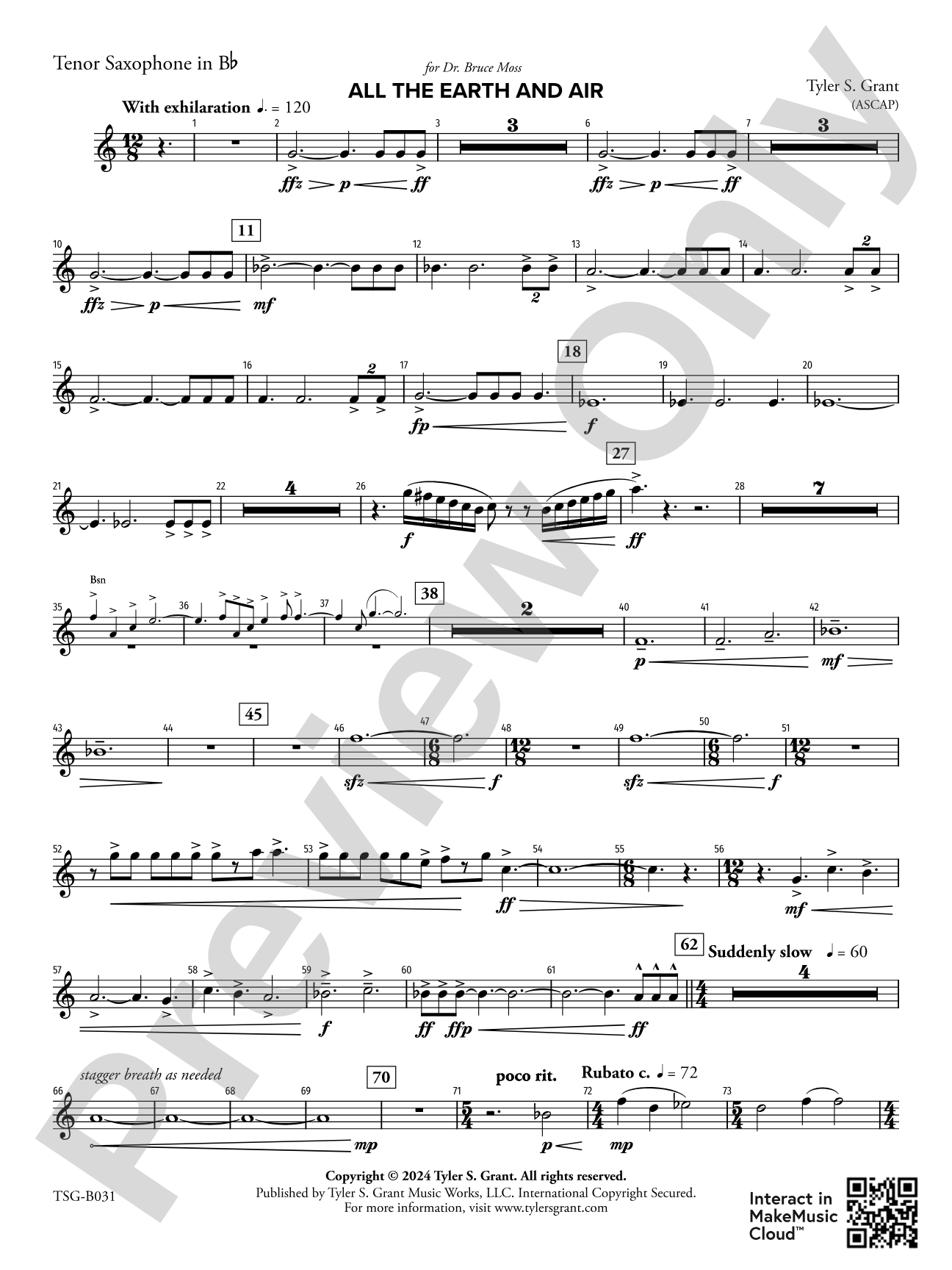 All the Earth and Air: B-flat Tenor Saxophone