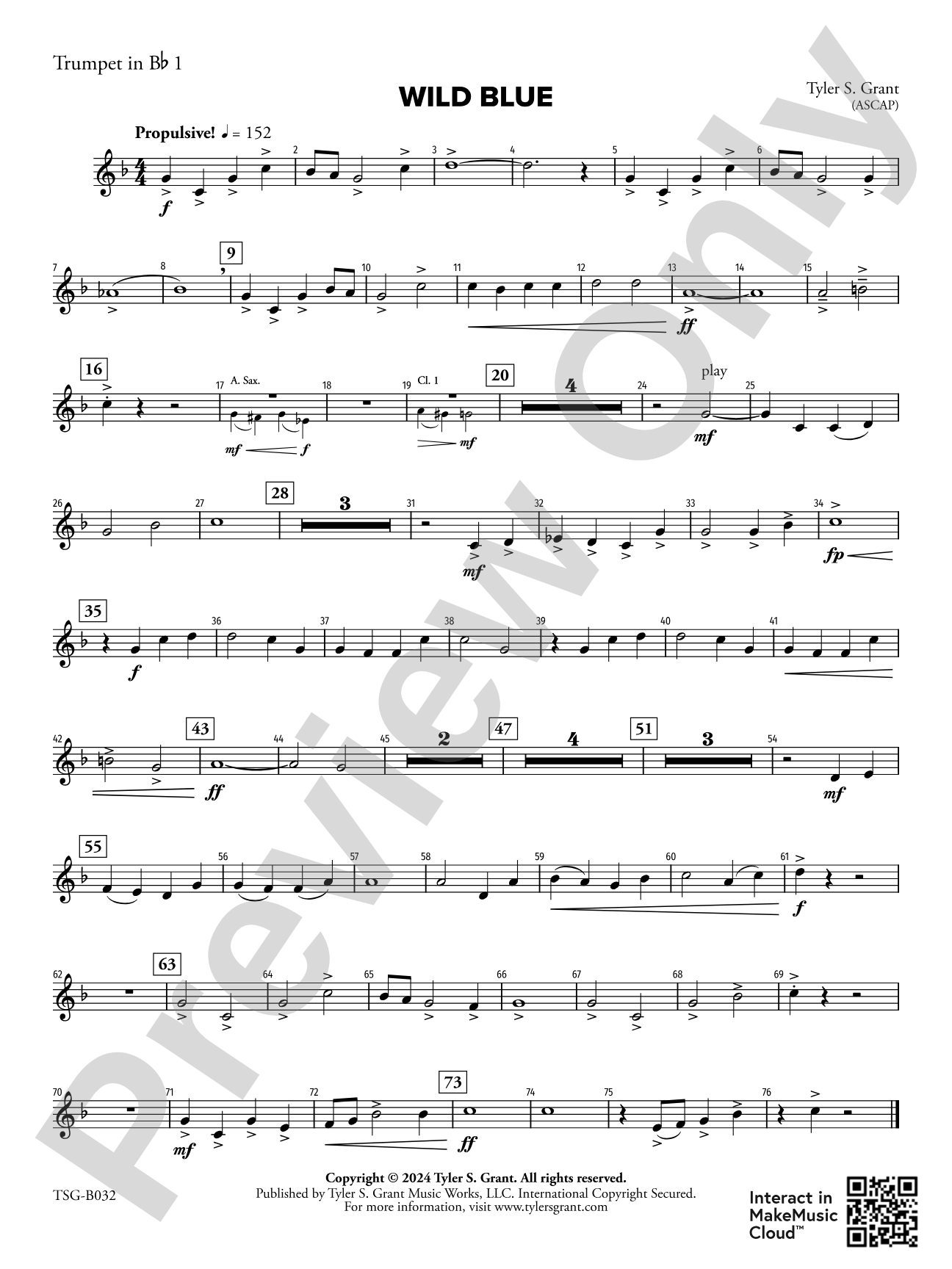 Wild Blue: 1st B-flat Trumpet