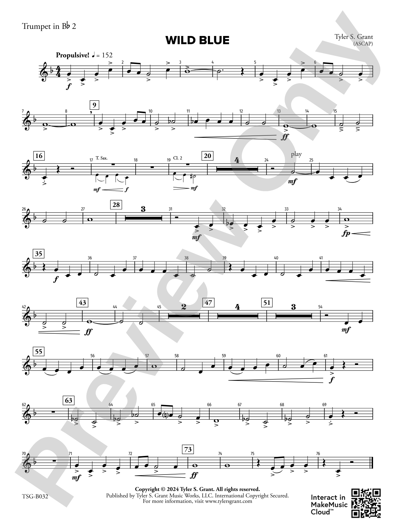Wild Blue: 2nd B-flat Trumpet