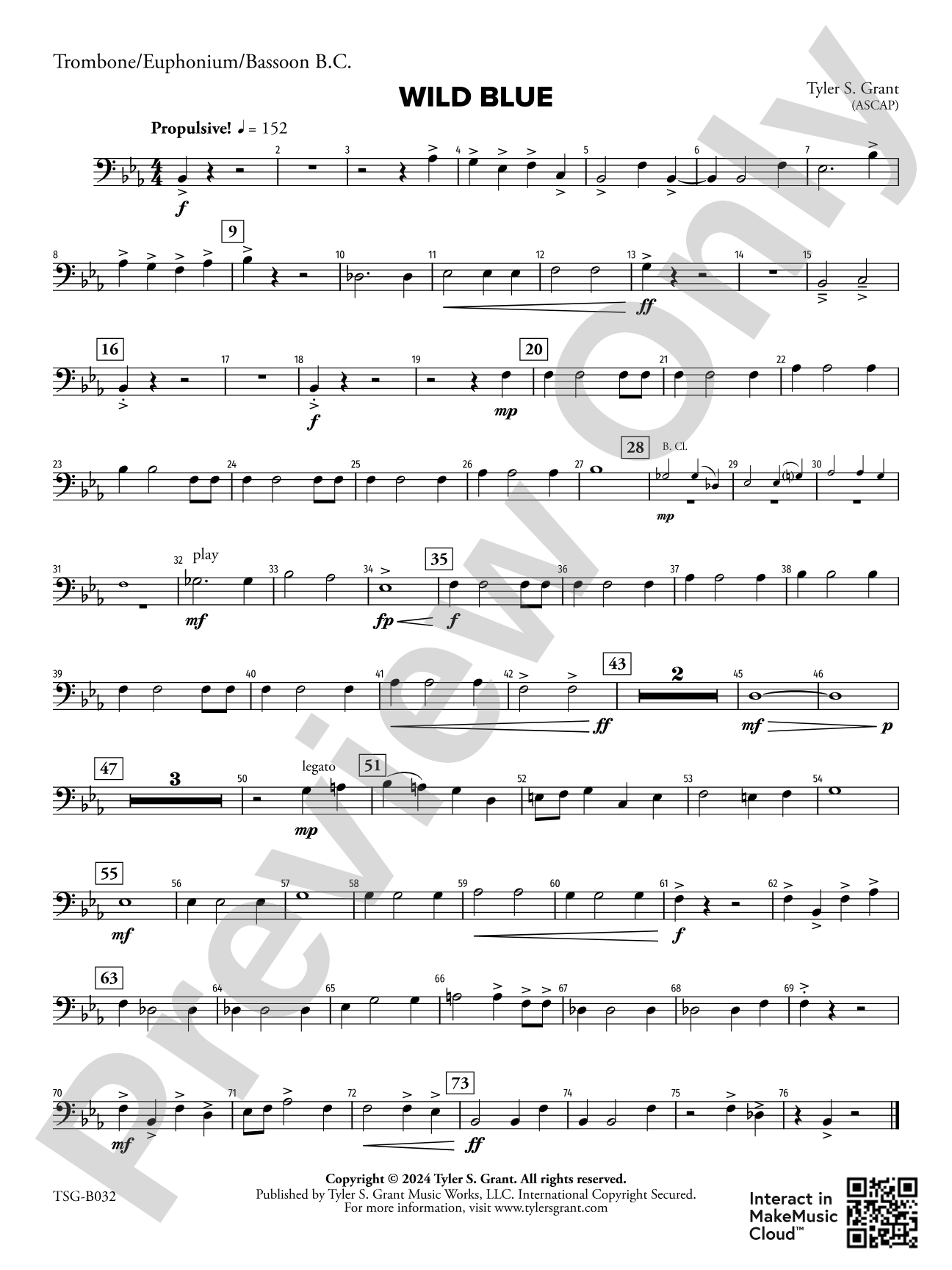 Wild Blue: Trombone / Euphonium / Bassoon B.C.