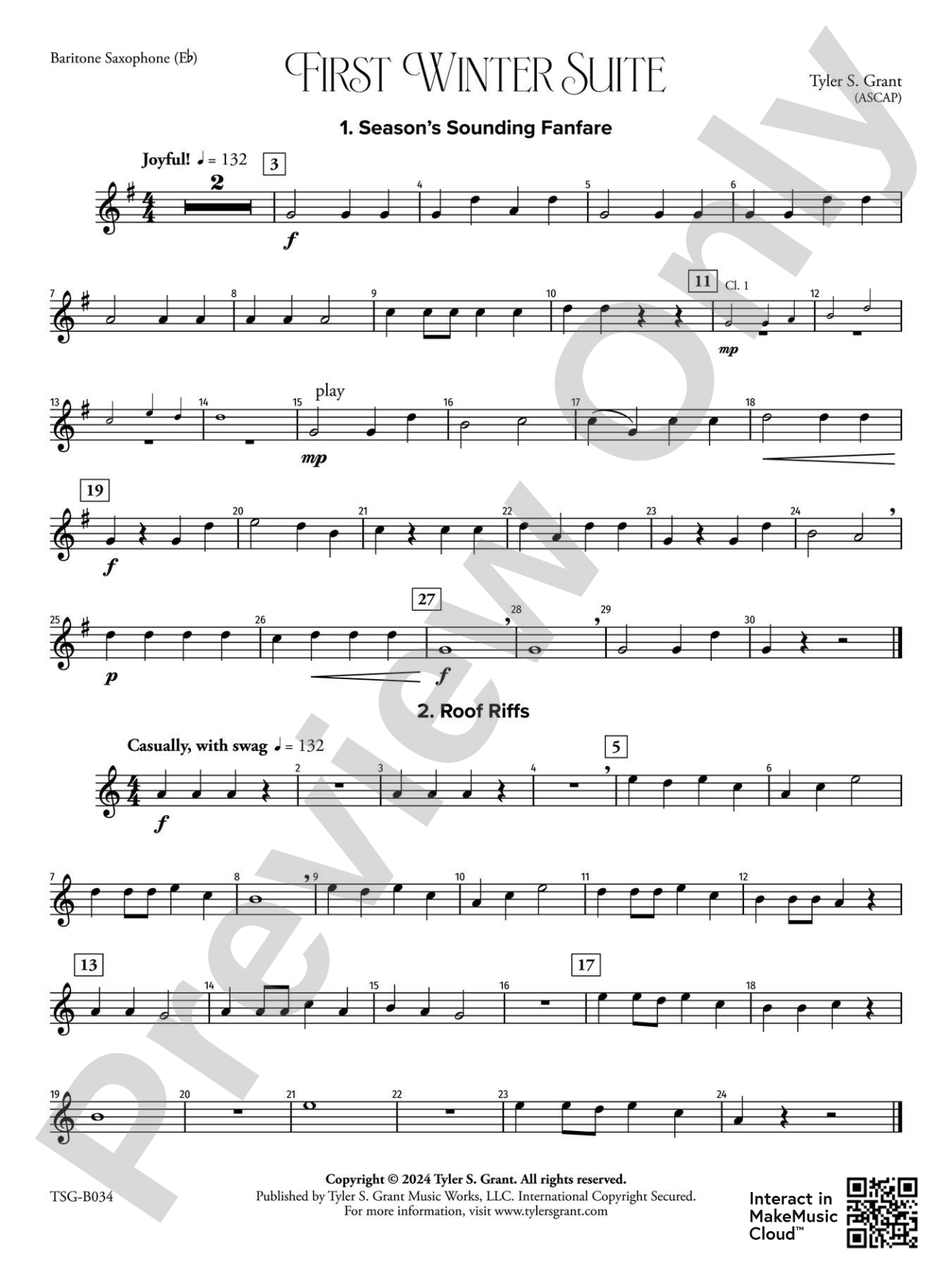 First Winter Suite: E-flat Baritone Saxophone
