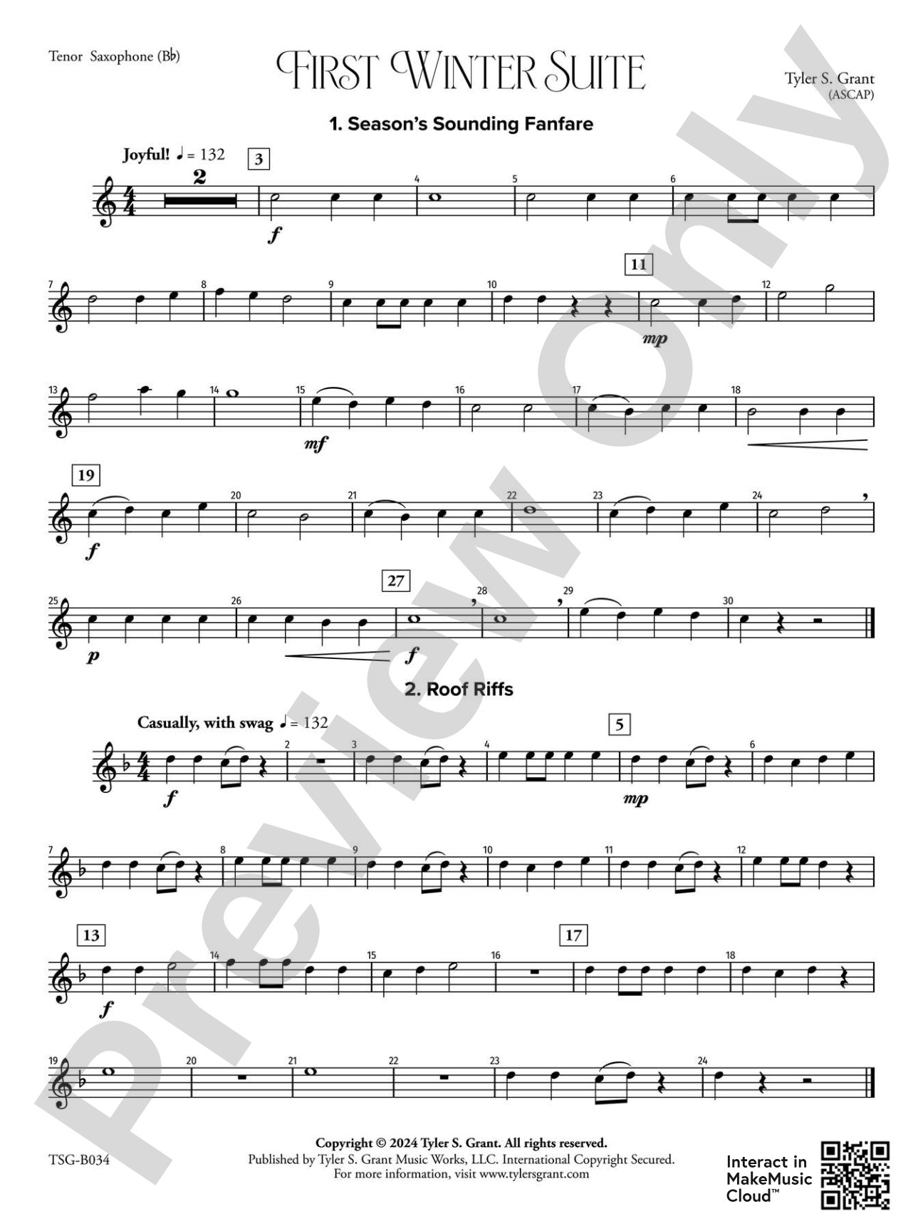 First Winter Suite: B-flat Tenor Saxophone